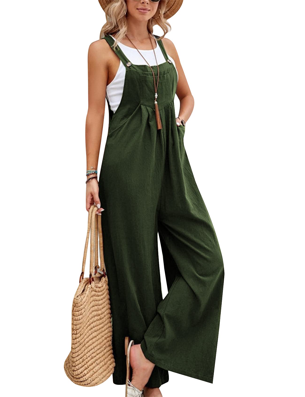 Gihuo Women's Loose Fit Fashion Overalls - Wide Leg Baggy Bib Jumpsuit for Casual Wear & Street Style | Perfect for Everyday Outfits, Workwear & Fashion Trends