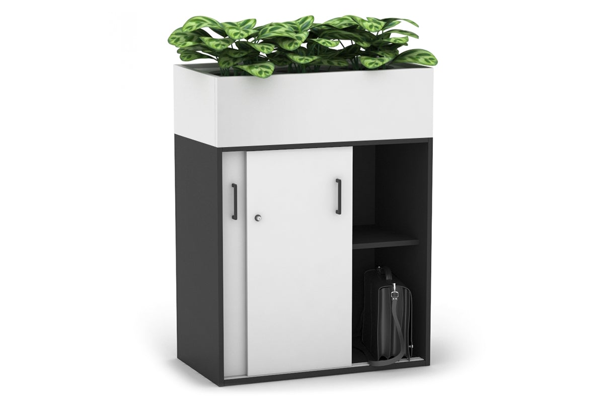 Uniform Medium Credenza with Planter Box - 800W x 1125H x 428D - Modern Storage Cabinet for Living Room, Bedroom or Office - Perfect for Home Organization and Indoor Plant Display
