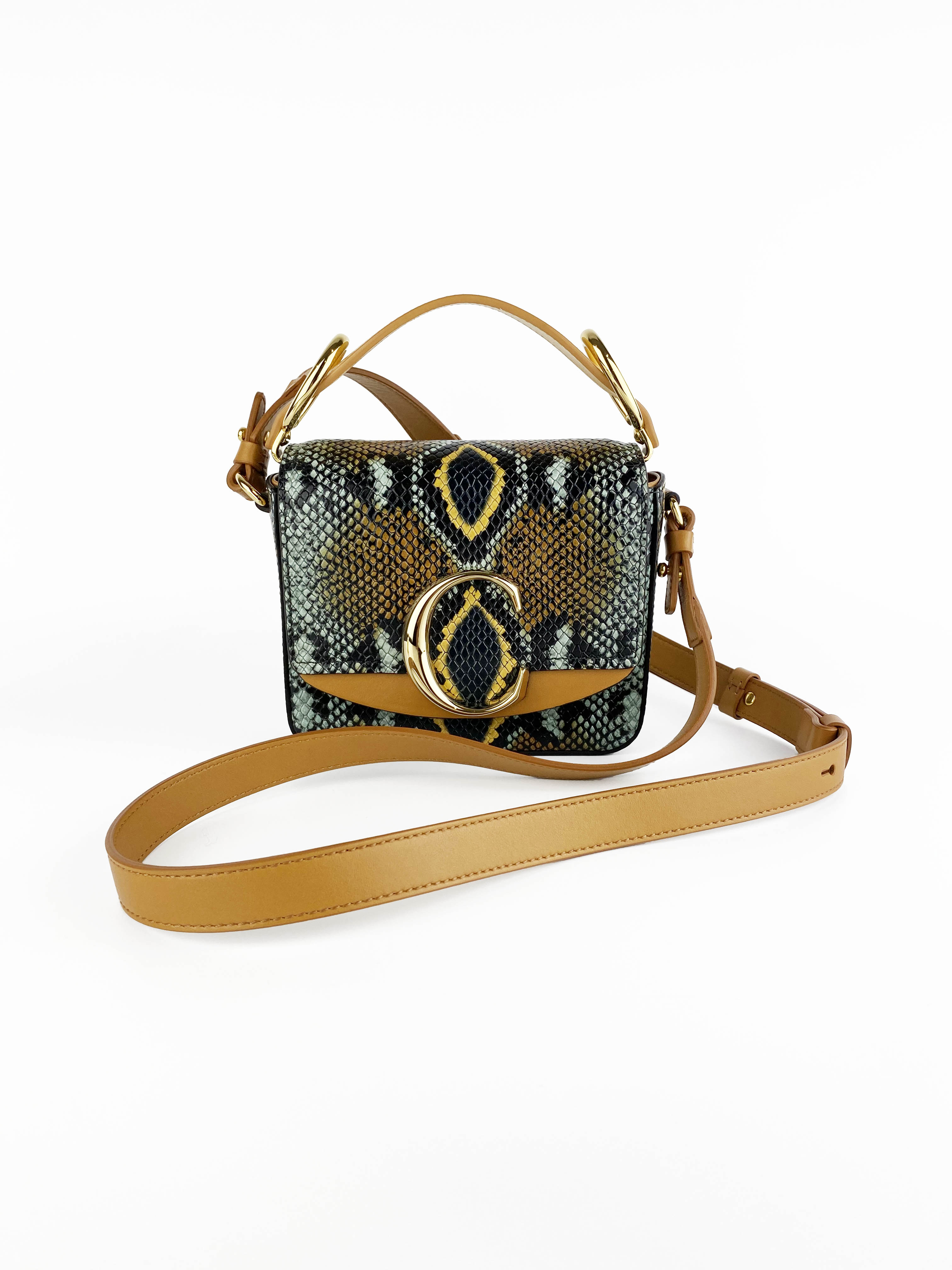 Chloe C Mini Python Leather Crossbody Bag for Women - Luxury Designer Handbag for Evening Parties, Date Nights & Special Occasions