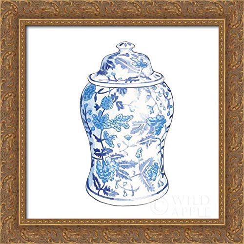 Wild Apple Portfolio 20x20 Gold Ornate Framed Canvas Art Print - Ginger Jar VI on White | Elegant Wall Decor for Living Room, Bedroom & Office