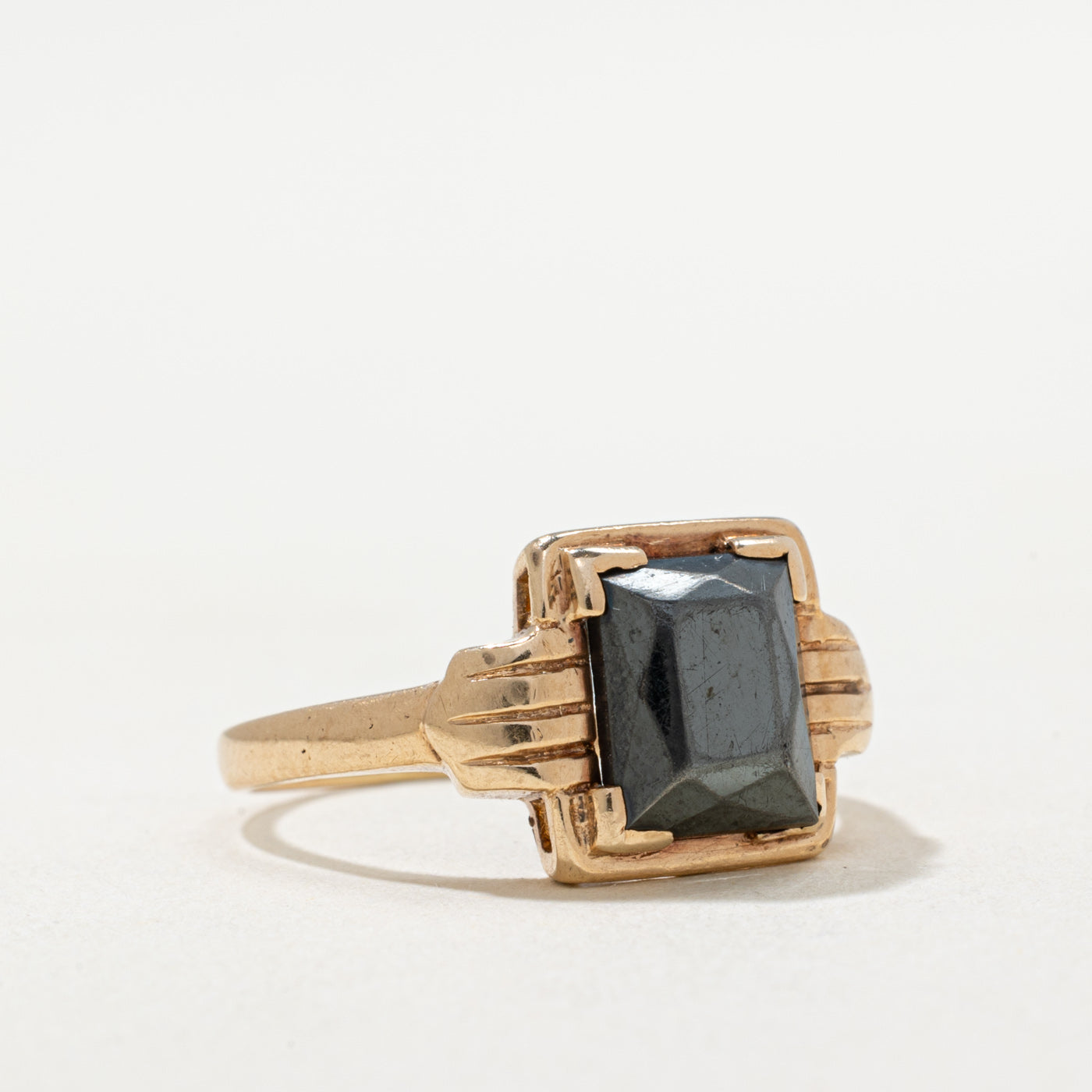 Vintage Canadian Hematite Textured Ring - 1.60ct Genuine Stone - Size 5.75 - Handmade Jewelry for Women - Perfect for Weddings, Anniversaries & Special Occasions