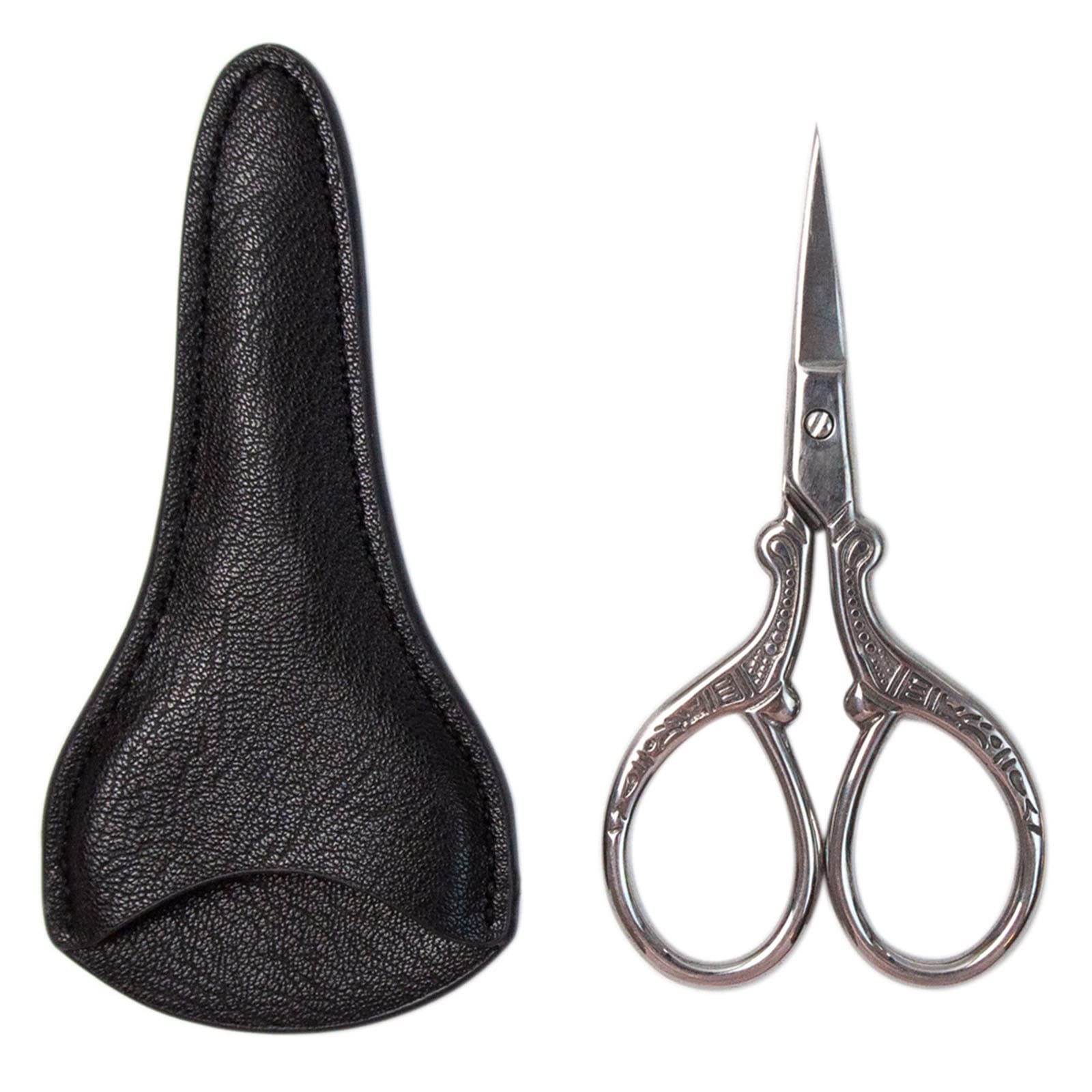 illombo 3.6'' Embroidery Scissors with Soft Leather Cover - Sharp Straight Fabric Cutting Scissors for Sewing, Quilting & Crafting | Portable Sewing Tool for DIY Projects & Tailoring