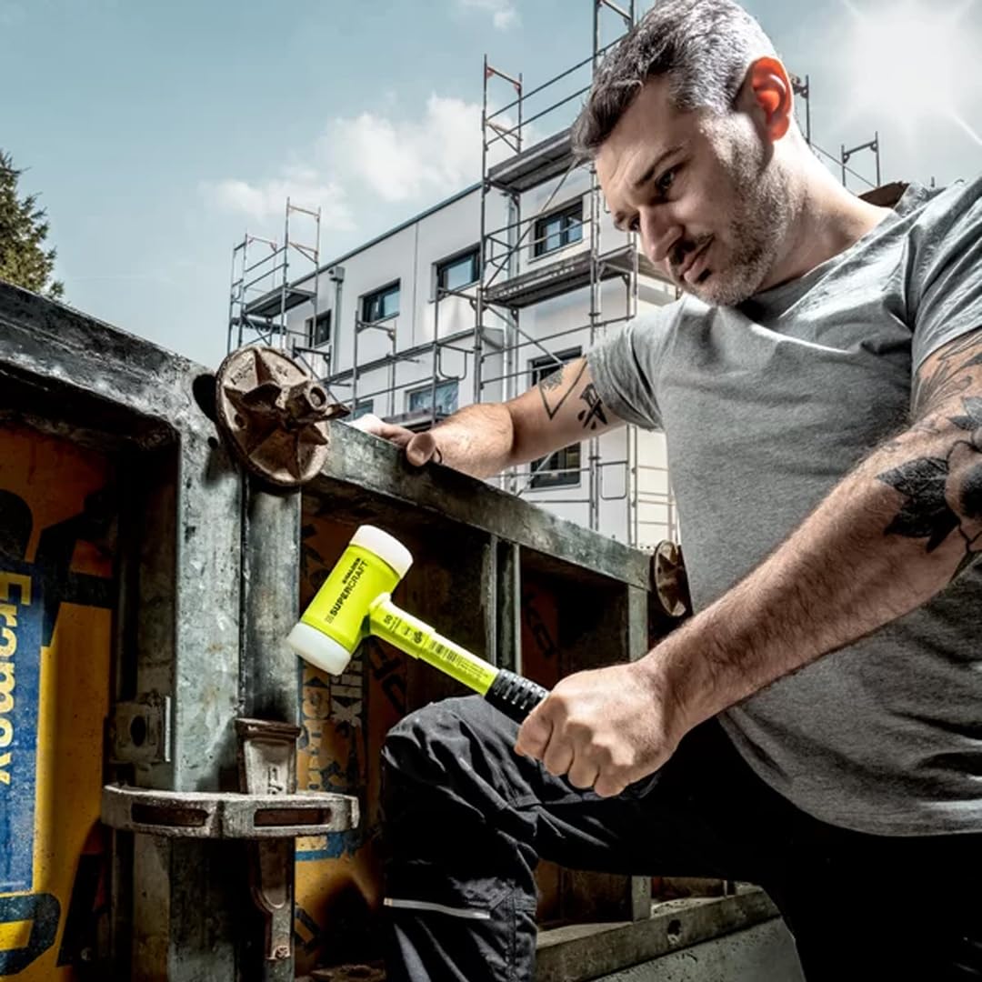 Halder USA Supercraft HI-VIZ Dead Blow Hammer - 60mm Yellow Non-Marring Mallet for Automotive, Woodworking & Metalworking - Perfect for Mechanics, Carpenters & DIY Projects