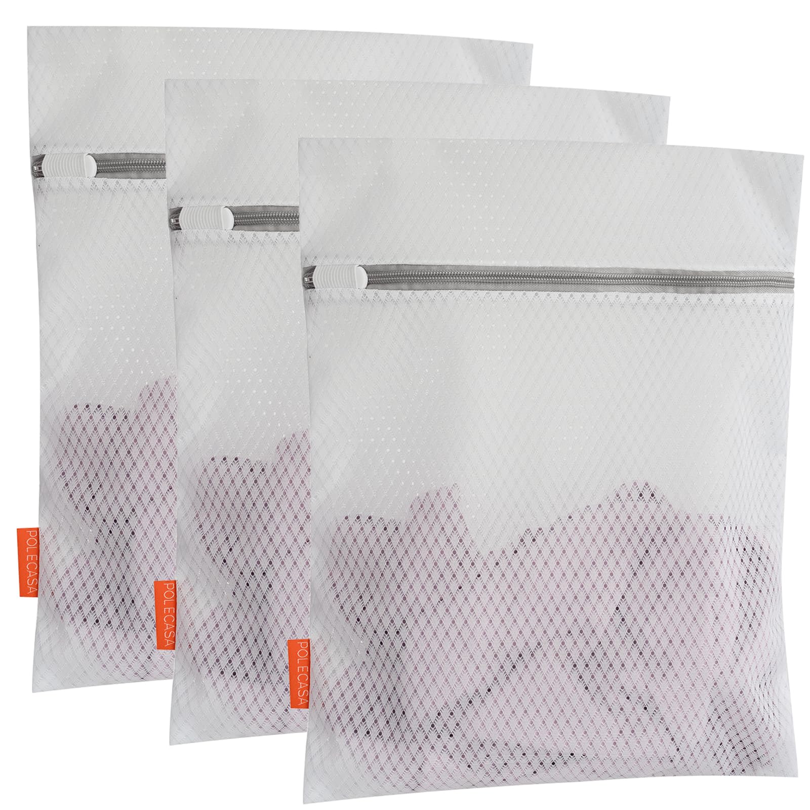 Premium 125g Diamond Mesh Laundry Bags with Sturdy Zipper - 3 Pack Medium Durable Wash Bags for Delicates (12x16 Inches) - Protect Bras, Lingerie & Swimwear in Washing Machine - Ideal for Travel, Gym & College Dorm Use