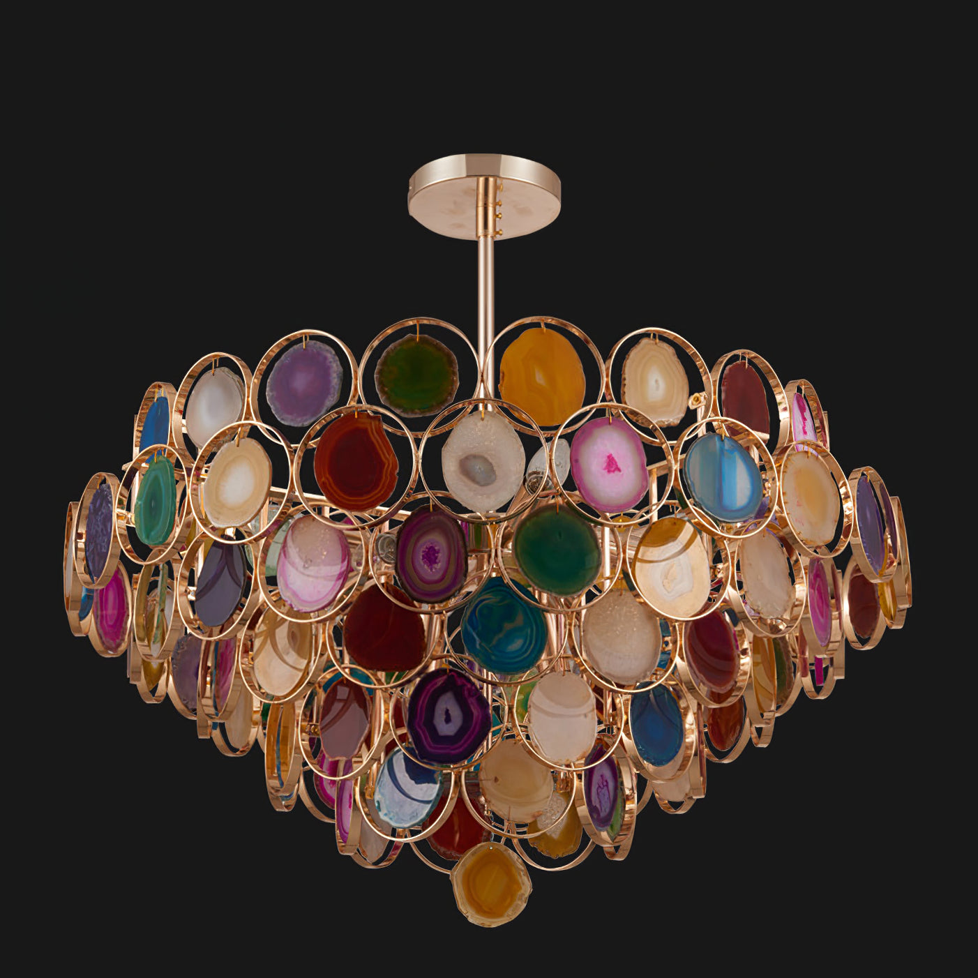 Natural Carnelian Gemstone Chandelier - Handcrafted Bohemian Crystal Beaded Ceiling Light Fixture for Living Room, Dining Room & Bedroom Decor