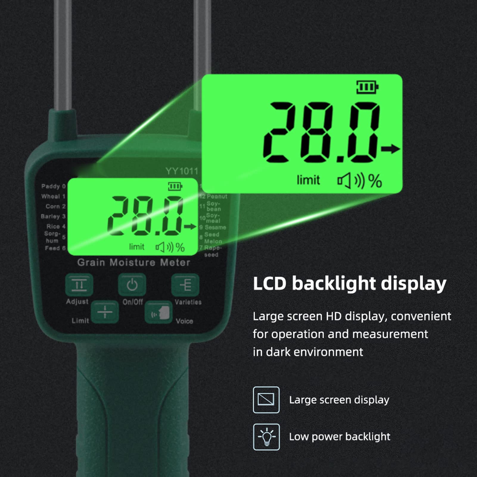 Digital Hay Moisture Tester with Auto Shutdown - Portable Grain Moisture Meter for Wheat, Soybean & Crop Analysis | Perfect for Farm, Storage & Harvest Quality Control