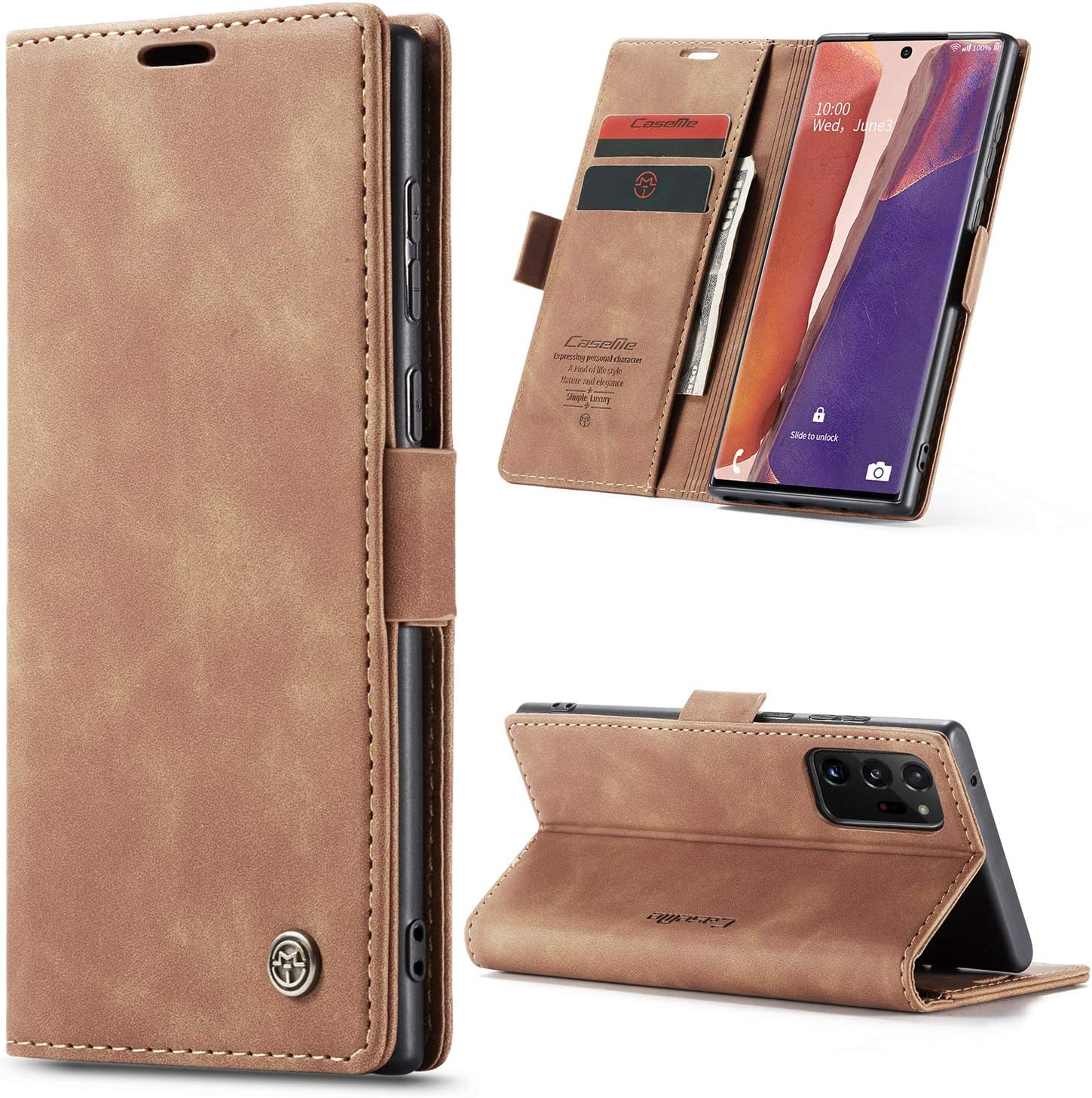 Premium Leather Wallet Case for Samsung Galaxy Note 20 Ultra - Wine Red | Slim Protective Cover with Card Slots | Perfect for Business & Travel