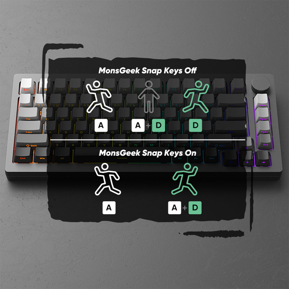 Akko Monsgeek M1W V3 HE SP 75% Wireless Mechanical Keyboard - RGB Backlit, Magnetic Yellow Switches, Black Gradient Design | Perfect for Gaming, Typing & Office Work