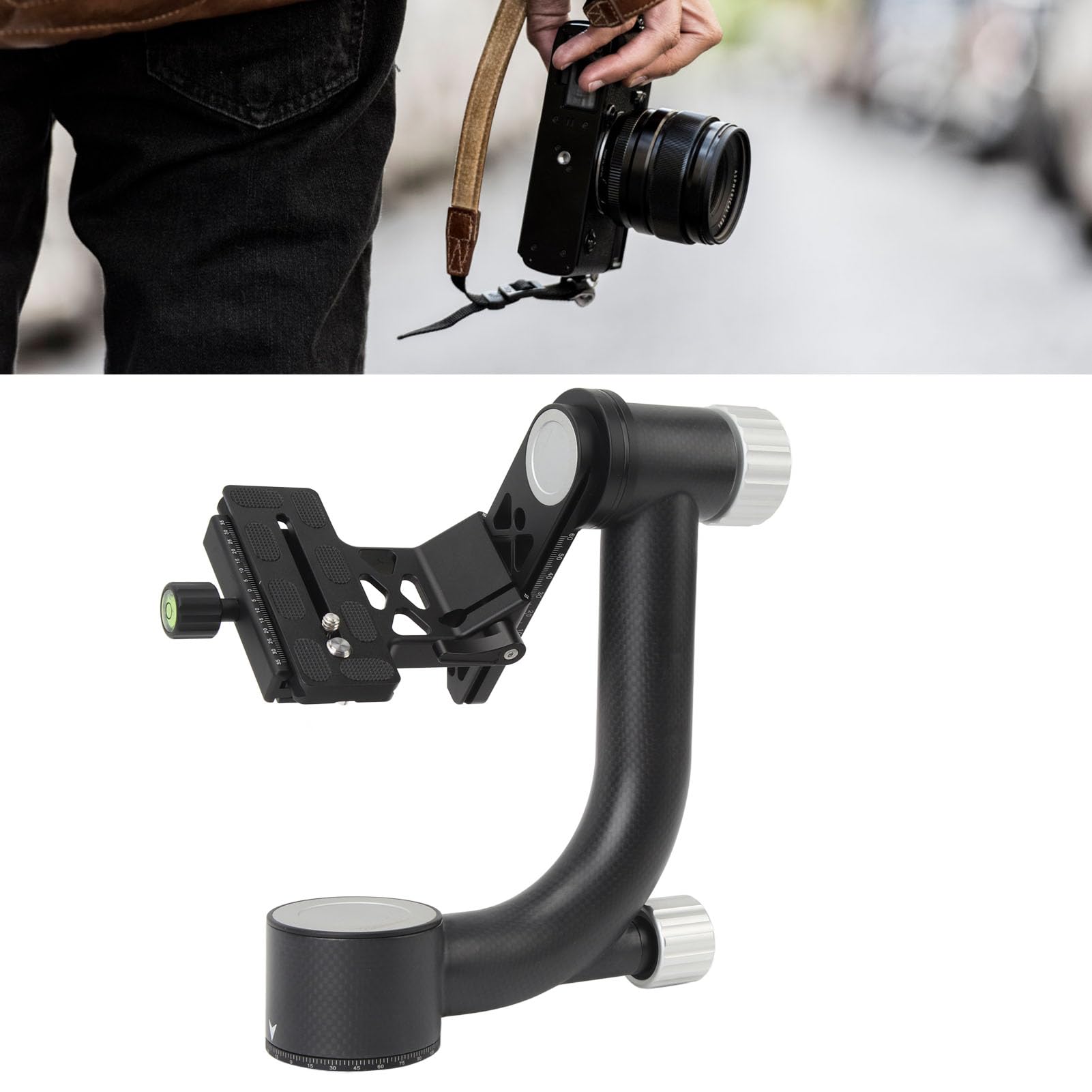 Akozon 360° Panoramic Tripod Head - Universal Carbon Fiber Camera Tripod with Quick Release Plate for DSLR/Mirrorless Cameras - Perfect for Photography, Videography & Travel Shooting