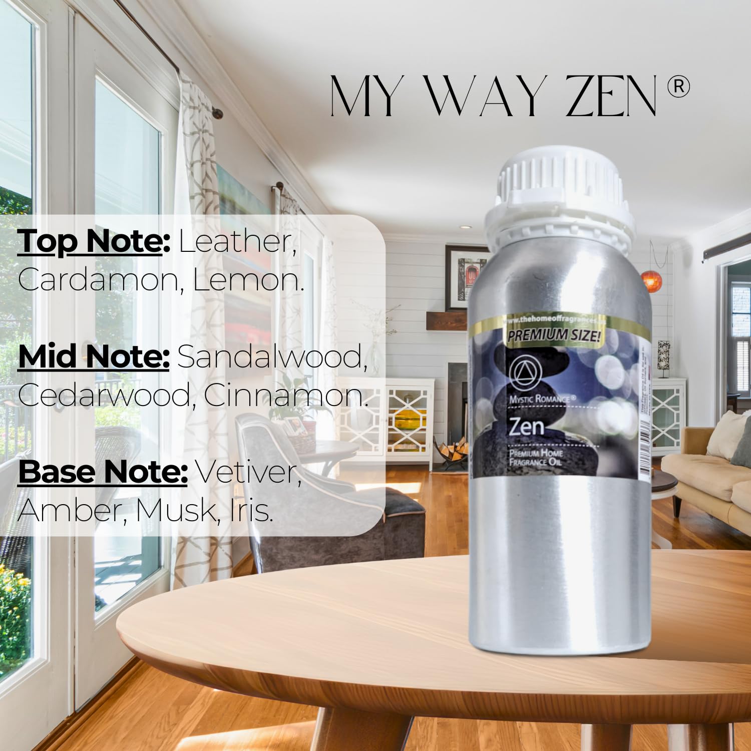 Premium My Way Zen Fragrance Oil for Diffusers & Burner Lamps - 600ml Aromatherapy Essential Oil for Home, Spa, Yoga & Meditation Relaxation