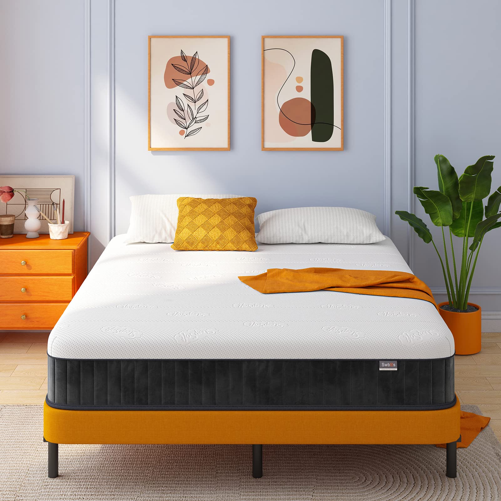 10 Inch Hybrid Memory Foam Queen Mattress in a Box - Firm Support & Pressure Relief for Back Pain - CertiPUR-US Certified Cooling Gel Mattress for Bedroom, Guest Room & Apartment Sleeping