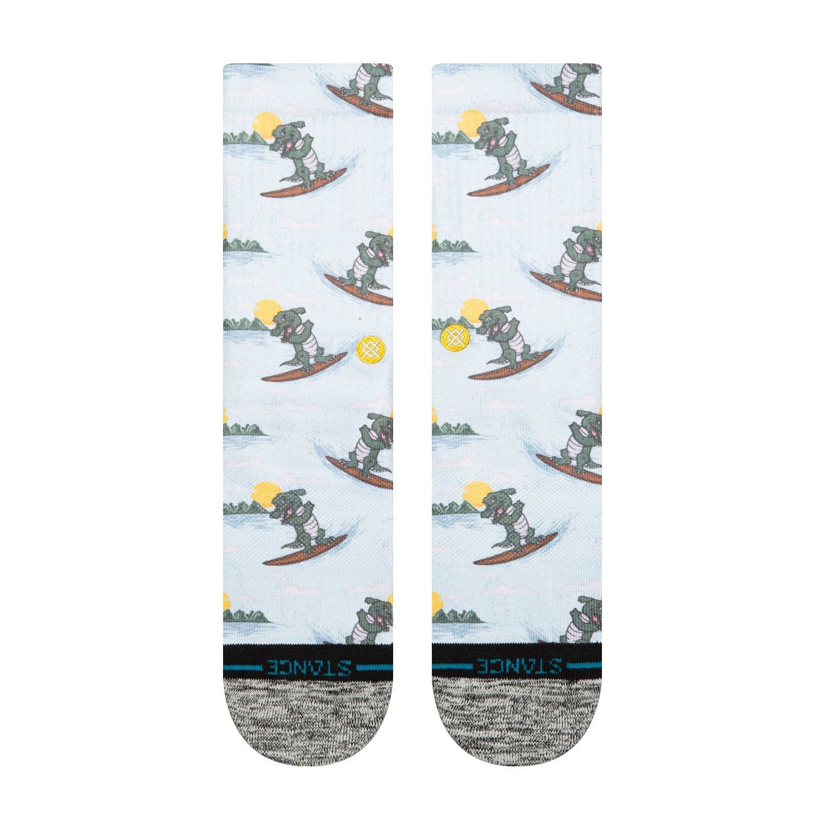 Men's Light Blue Crew Socks - Later Gator Design - Comfortable Cotton Casual Socks for Work, Gym & Everyday Wear