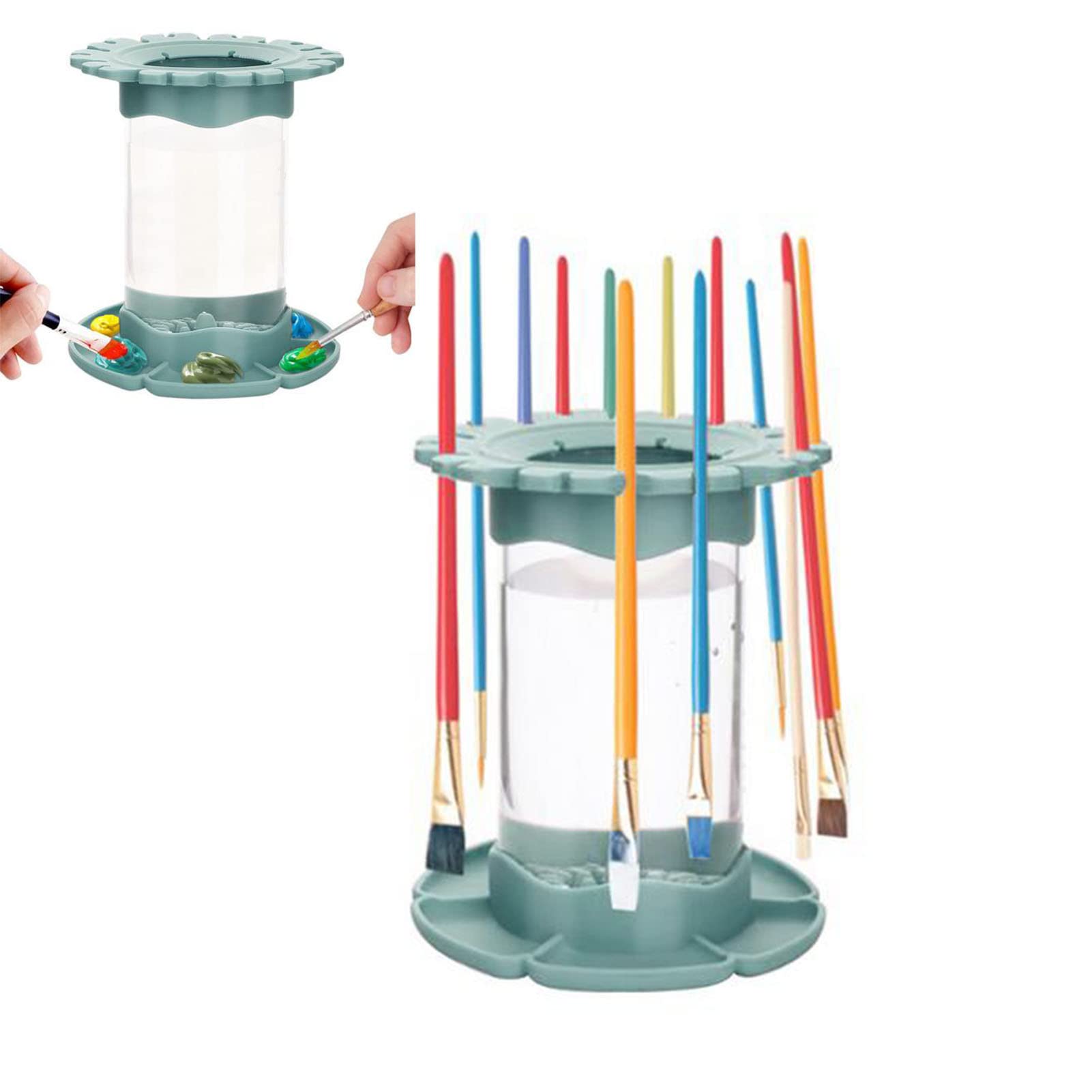 3-in-1 Paint Brush Cleaner Rinse Cup with Holder & Paint Puck - Professional Brush Washer for Acrylic, Watercolor & Water-Based Paints - Perfect for Artists, Hobbyists & Classroom Painting Projects