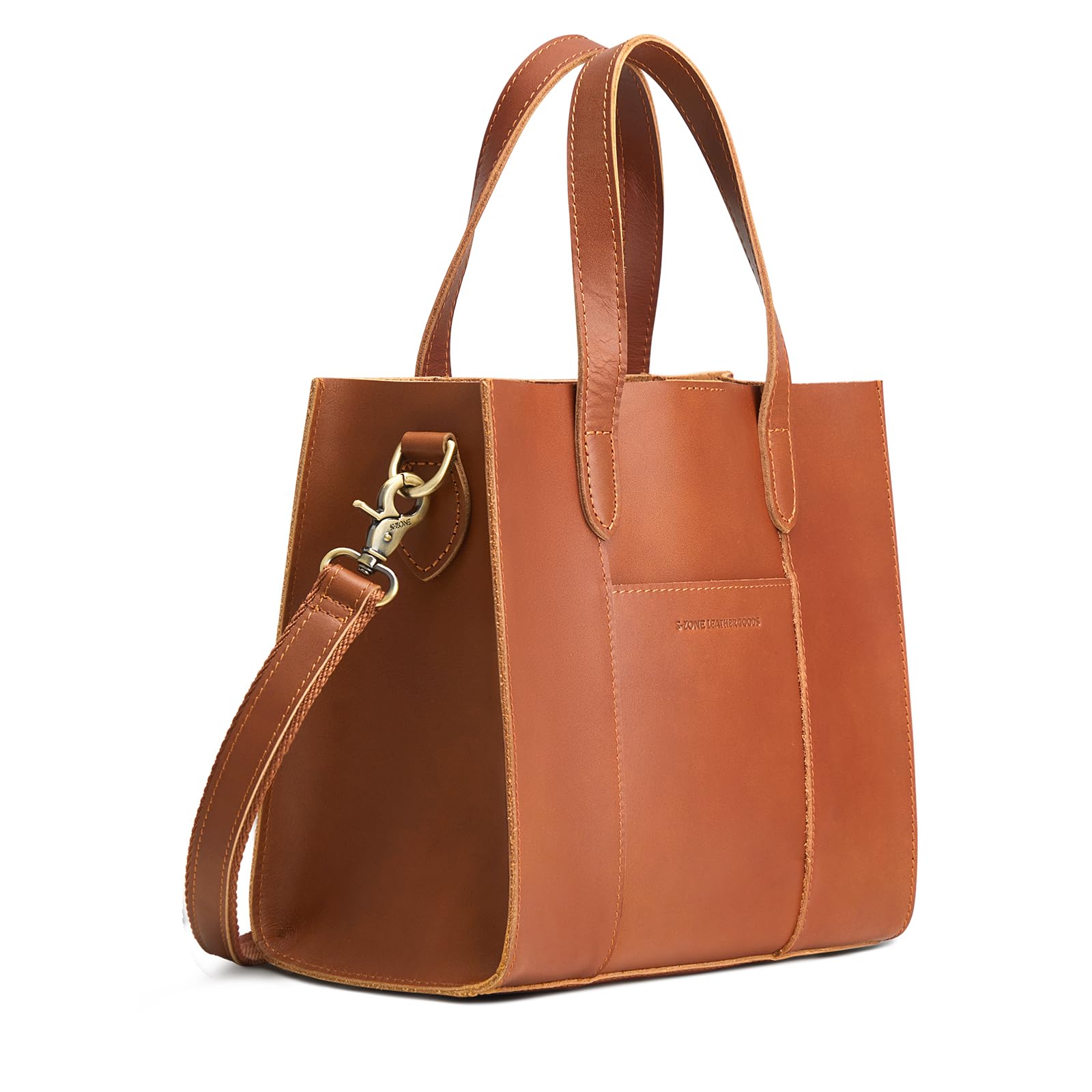 S-ZONE Women's Leather Crossbody Tote Bag - Stylish Satchel with Top Handle & Shoulder Strap - Perfect for Work, Travel & Everyday Use