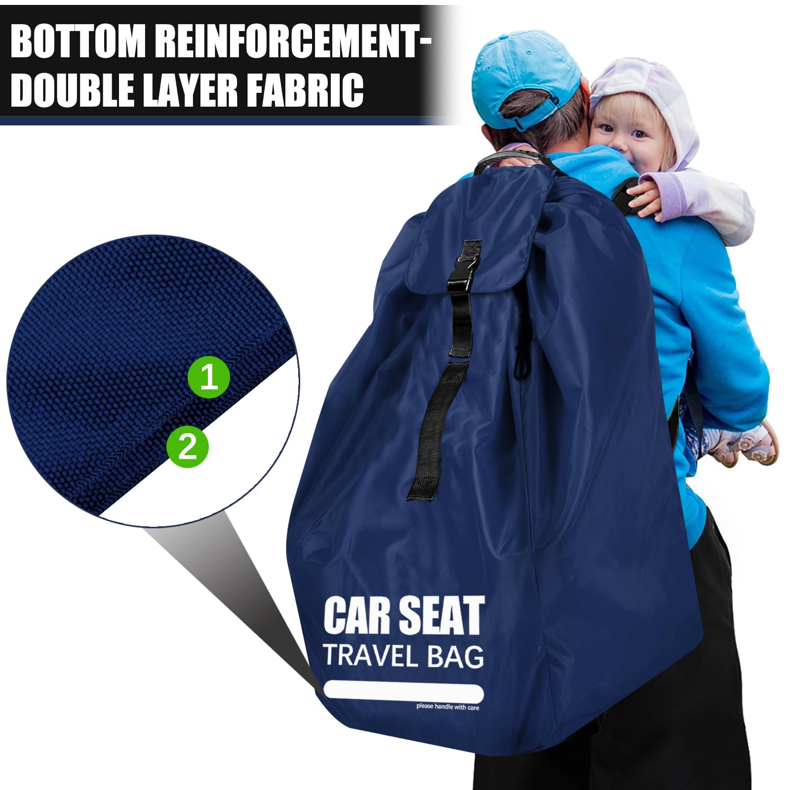 Car Seat Travel Bag for Airplane - Large Padded Car Seat Cover with Storage Straps | Baby Travel Essentials for Flying | Perfect for Air Travel, Gate Check & Airport Transport