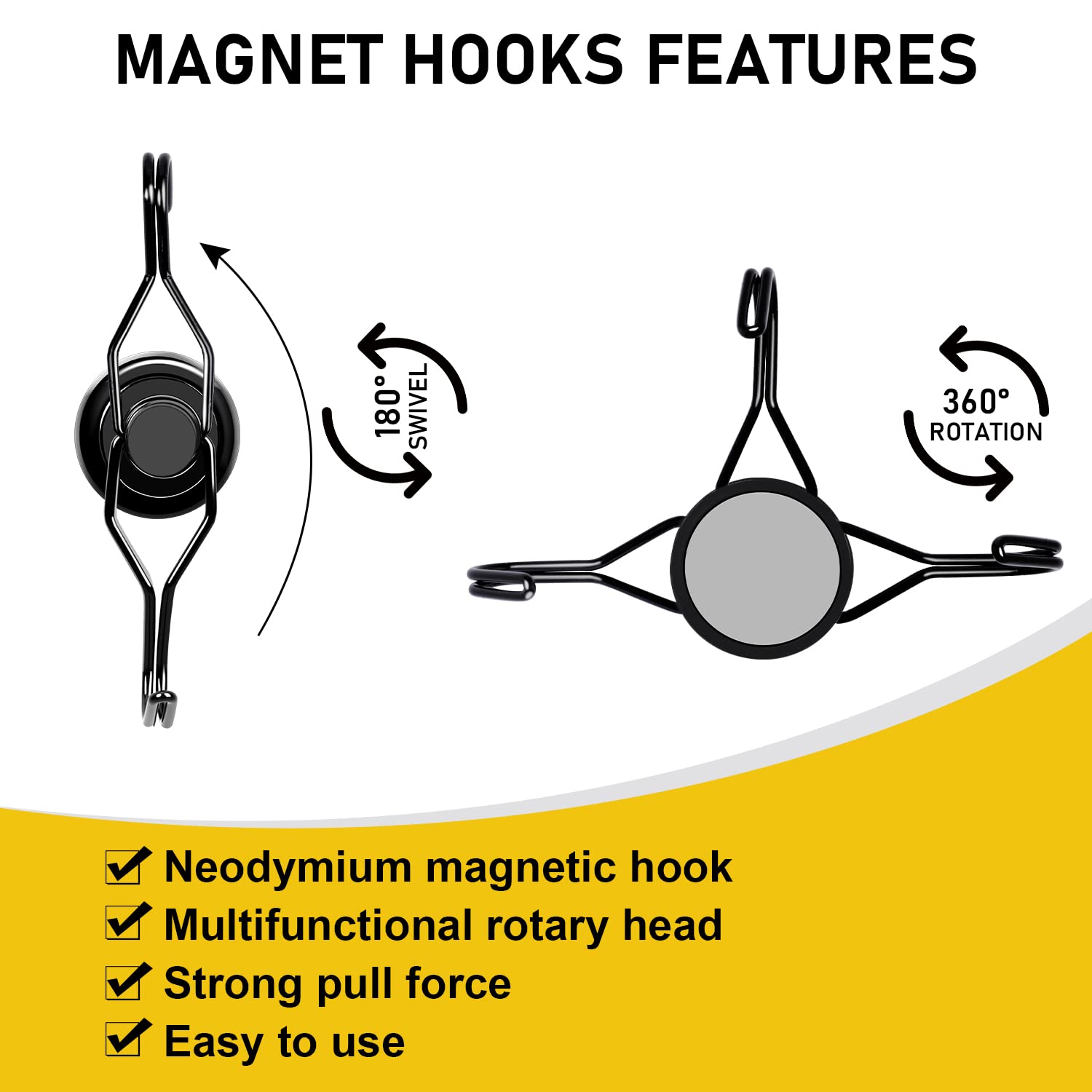 LOVIMAG 8-Pack Magnetic Hooks - Heavy Duty for Garage, Fridge & Travel