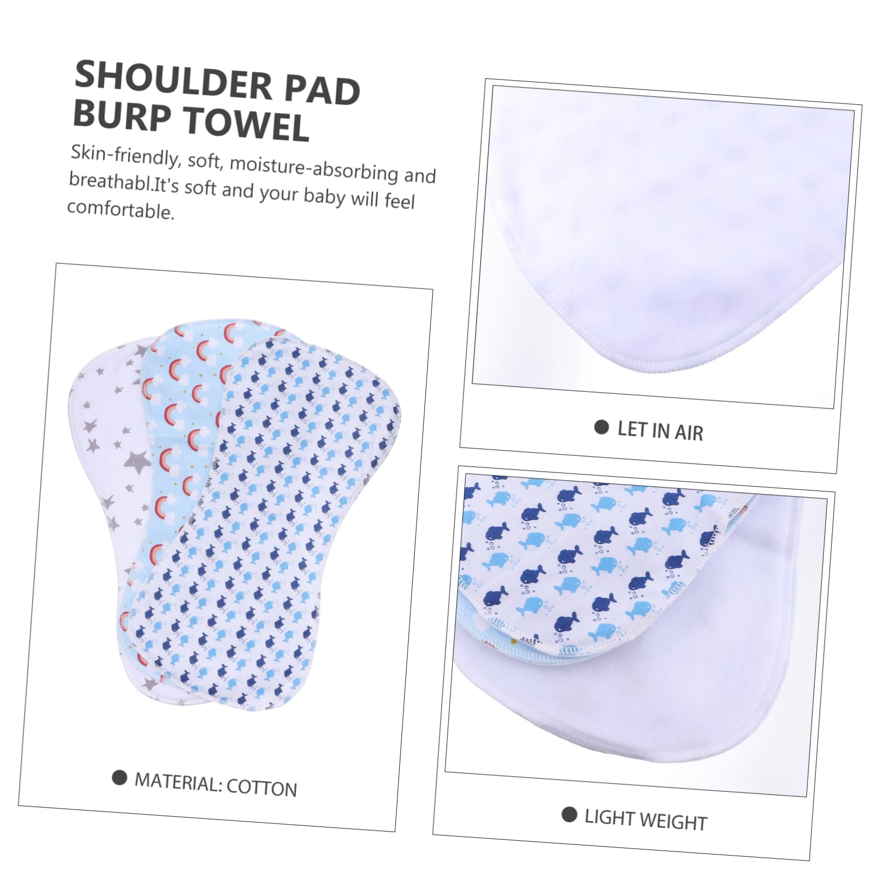 HEMOTON 9-Piece Baby Spit-Up Cloth Set - Soft Cotton Burp Towels & Bibs for Newborns & Infants - Essential Nursing & Feeding Accessories for Mess-Free Mealtime