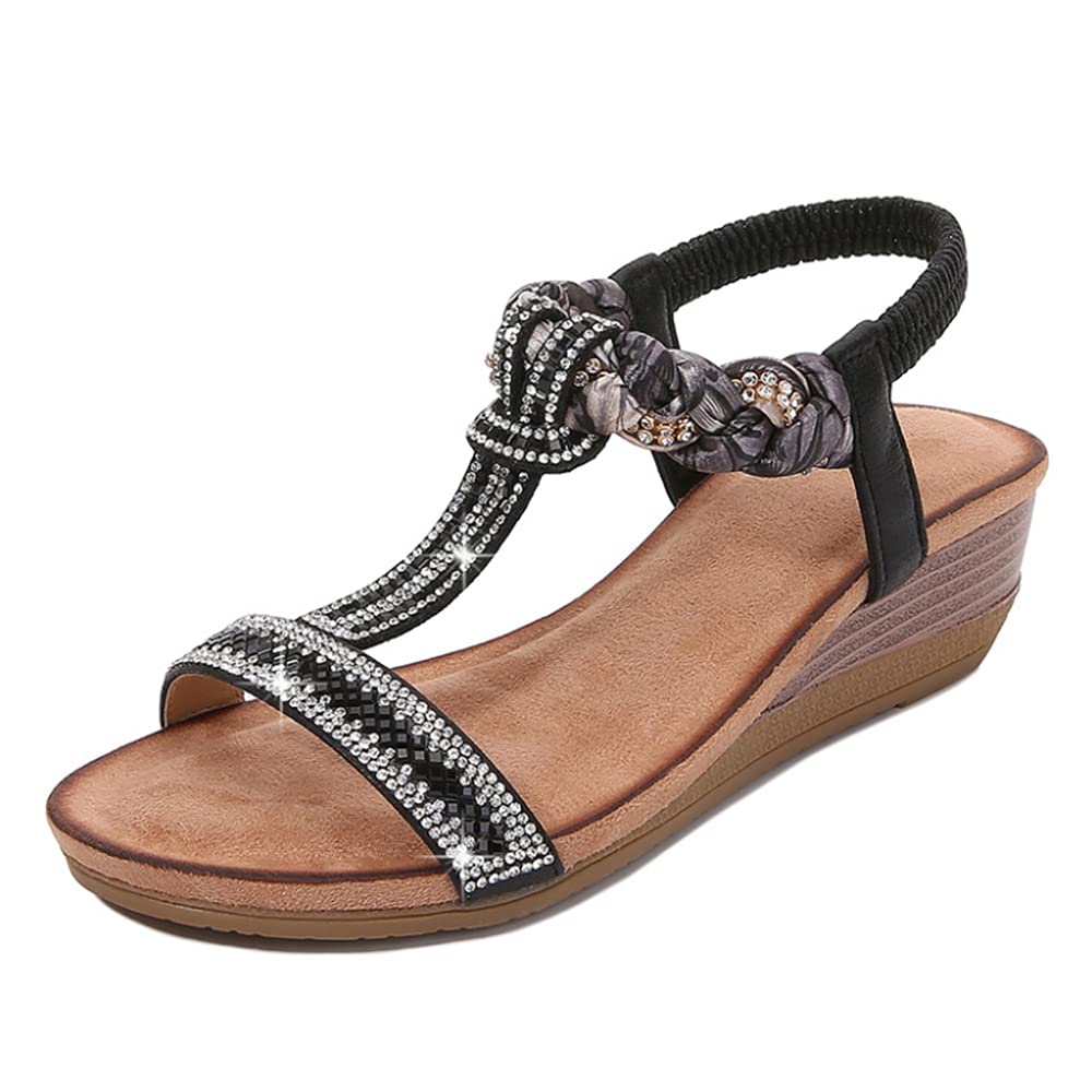 Women's Boho Platform Wedge Sandals - Open Toe Summer Casual Shoes for Beach, Vacation & Outdoor Wear