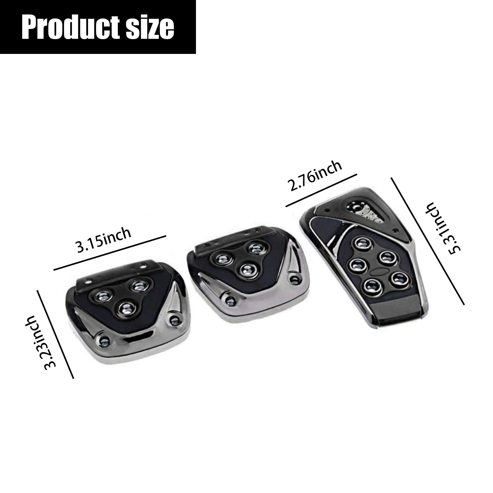 3 PCS Universal Non-Slip Racing Pedal Covers Set - Accelerator, Brake & Clutch Pedal Pads for Sport Cars - Black Car Interior Accessories Replacement - Perfect for Racing, Daily Driving & Car Upgrades