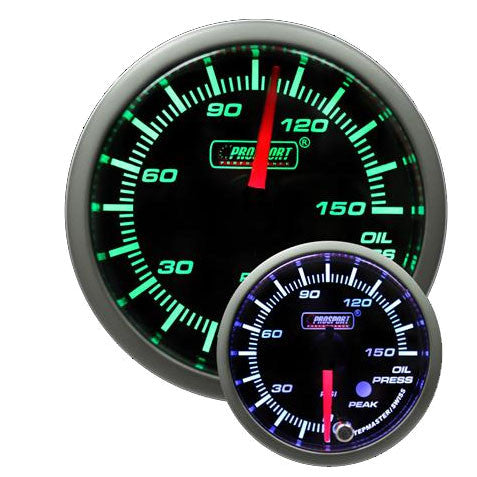 Prosport Premium 52mm Oil Pressure Gauge with Peak/Warning Alert - Perfect for Automotive Performance Monitoring & Engine Protection