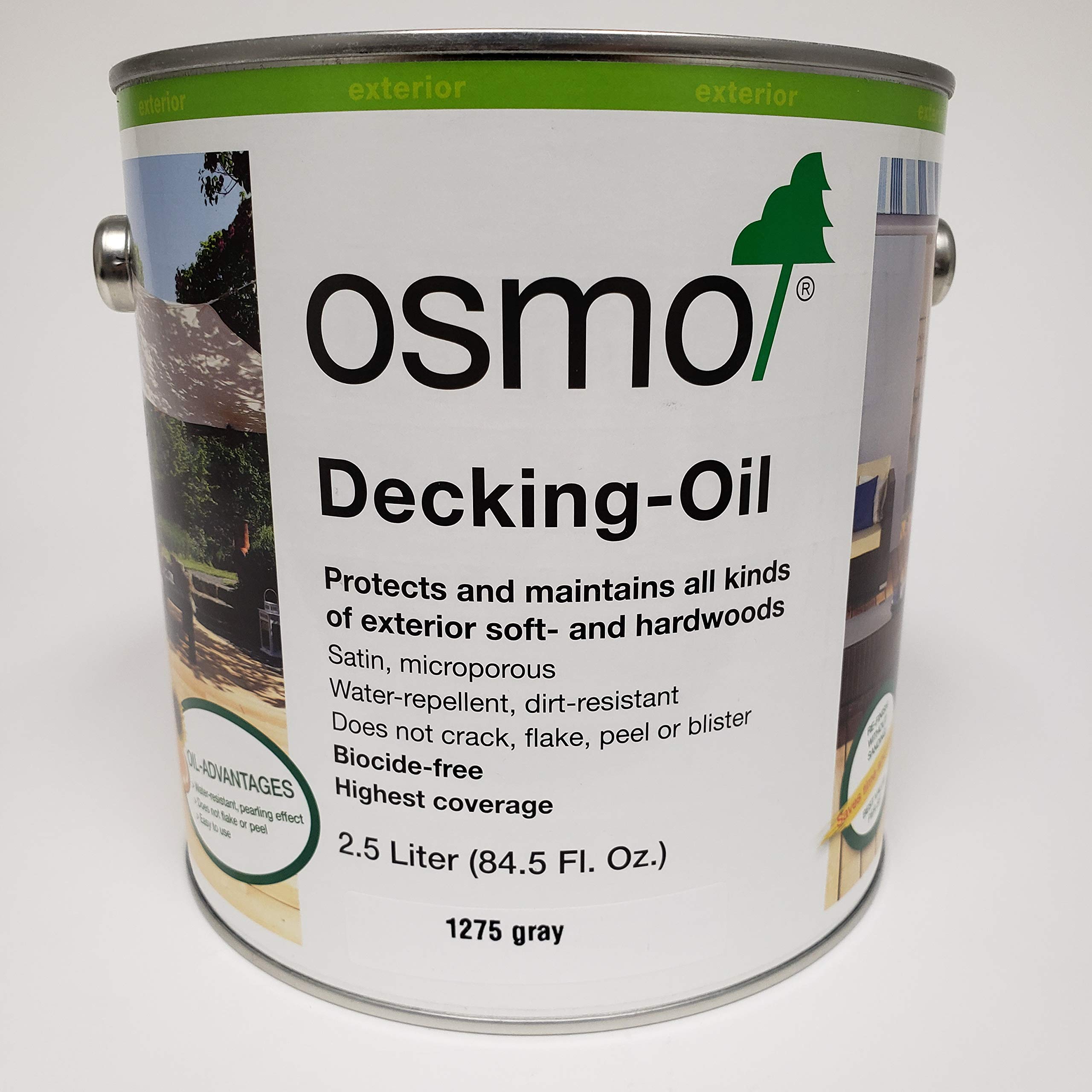 Osmo - Decking Oil - 1275 Gray - 2.5 Liter - Premium Wood Protection for Outdoor Decks, Fences & Patio Furniture - Weatherproof & UV Resistant