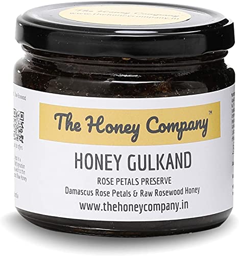 Pure Raw Honey Gulkand with Rosa Damascena Petals - 100% Natural, Unprocessed, Unheated Rose Preserve - 400g for Tea, Desserts & Ayurvedic Remedies