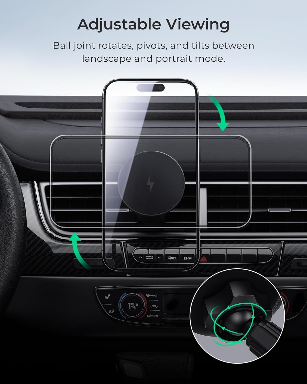 15W Fast Magnetic Car Charger Mount for iPhone 16/15/14/13/12 - Magsafe Wireless Charger with Strong Hold - Perfect for Commuting, Road Trips & Hands-Free Driving