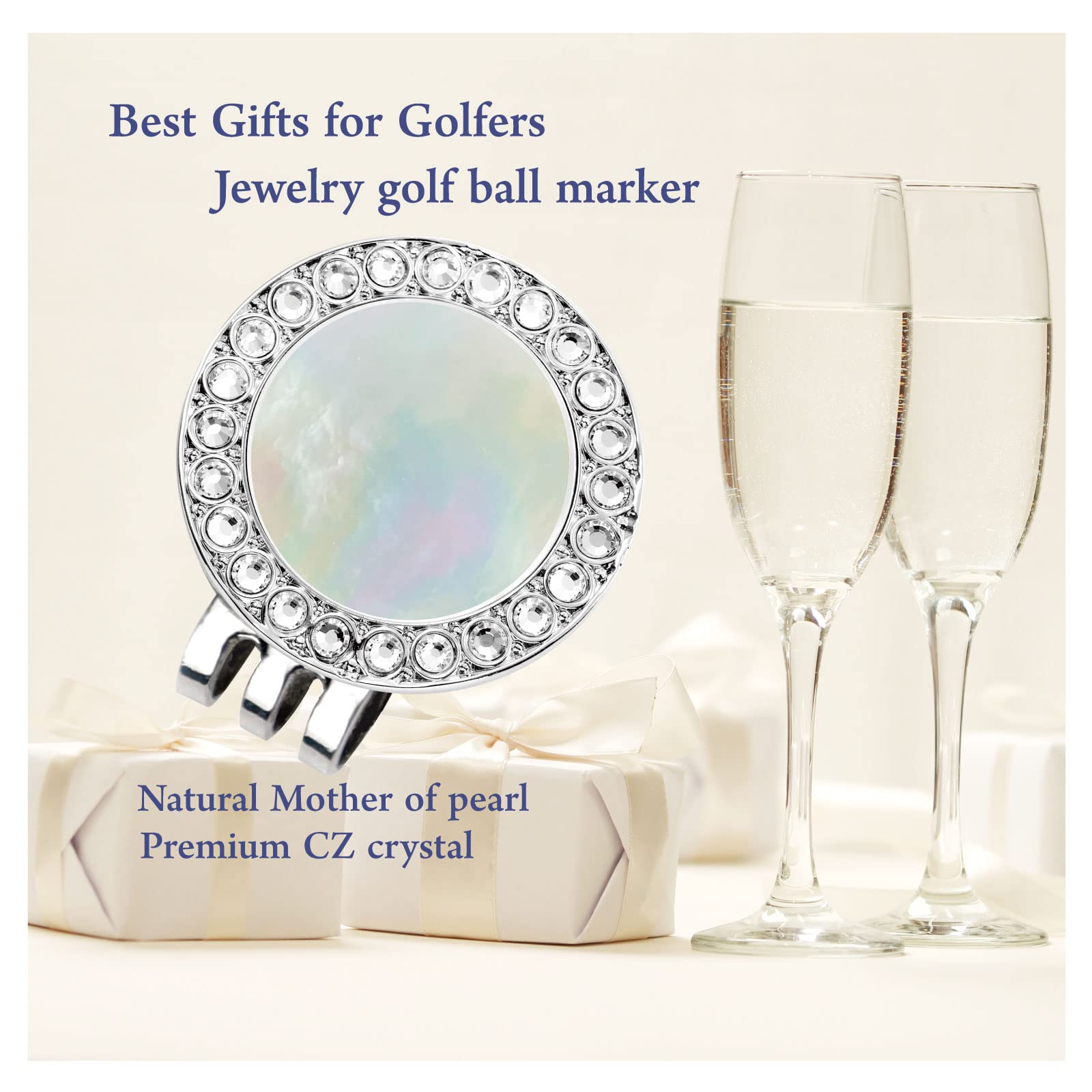 Pearl Crystal Golf Ball Marker Hat Clip - Premium Golf Accessories & Gifts for Women | Perfect for Golf Tournaments, Practice & On-Course Play