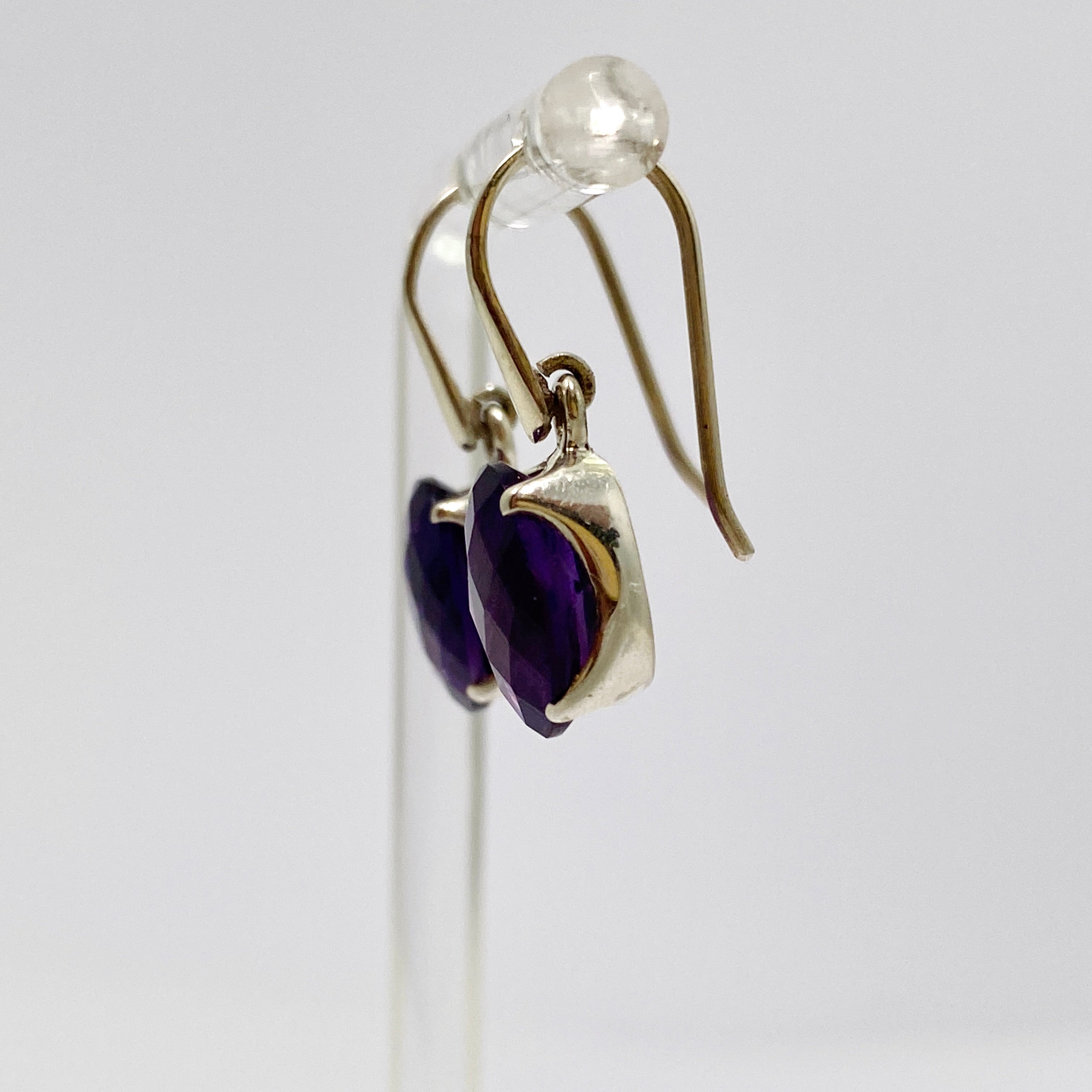 Natural Amethyst Oval Faceted Stud Earrings for Women - 925 Sterling Silver Dangle Jewelry - Perfect for Weddings, Parties & Everyday Wear