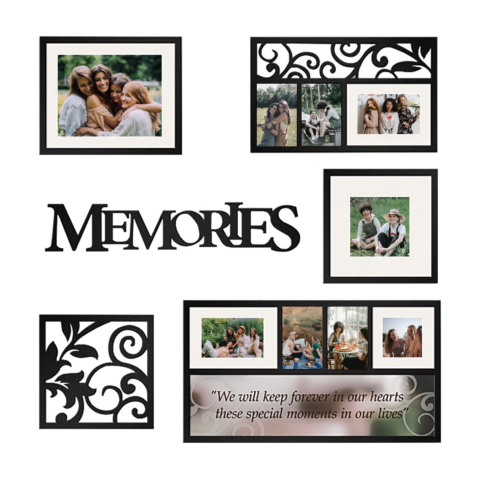 Vintage Picture Frames Set of 6 - 4x6 Wall Photo Frames for Gallery Wall, Graduation Decor & Home Inspiration | Perfect for Living Room, Bedroom & Office Decor