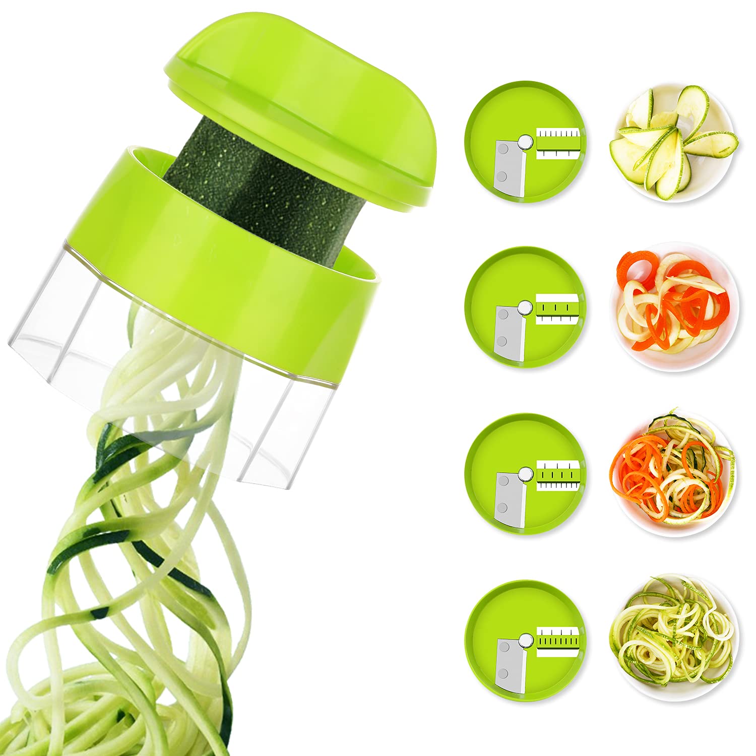 4-in-1 Vegetable Spiralizer - Zucchini Noodle Maker for Healthy Zoodles, Pasta & Salads | Perfect for Low-Carb, Keto & Vegan Diets | Kitchen Gadget for Meal Prep & Healthy Eating