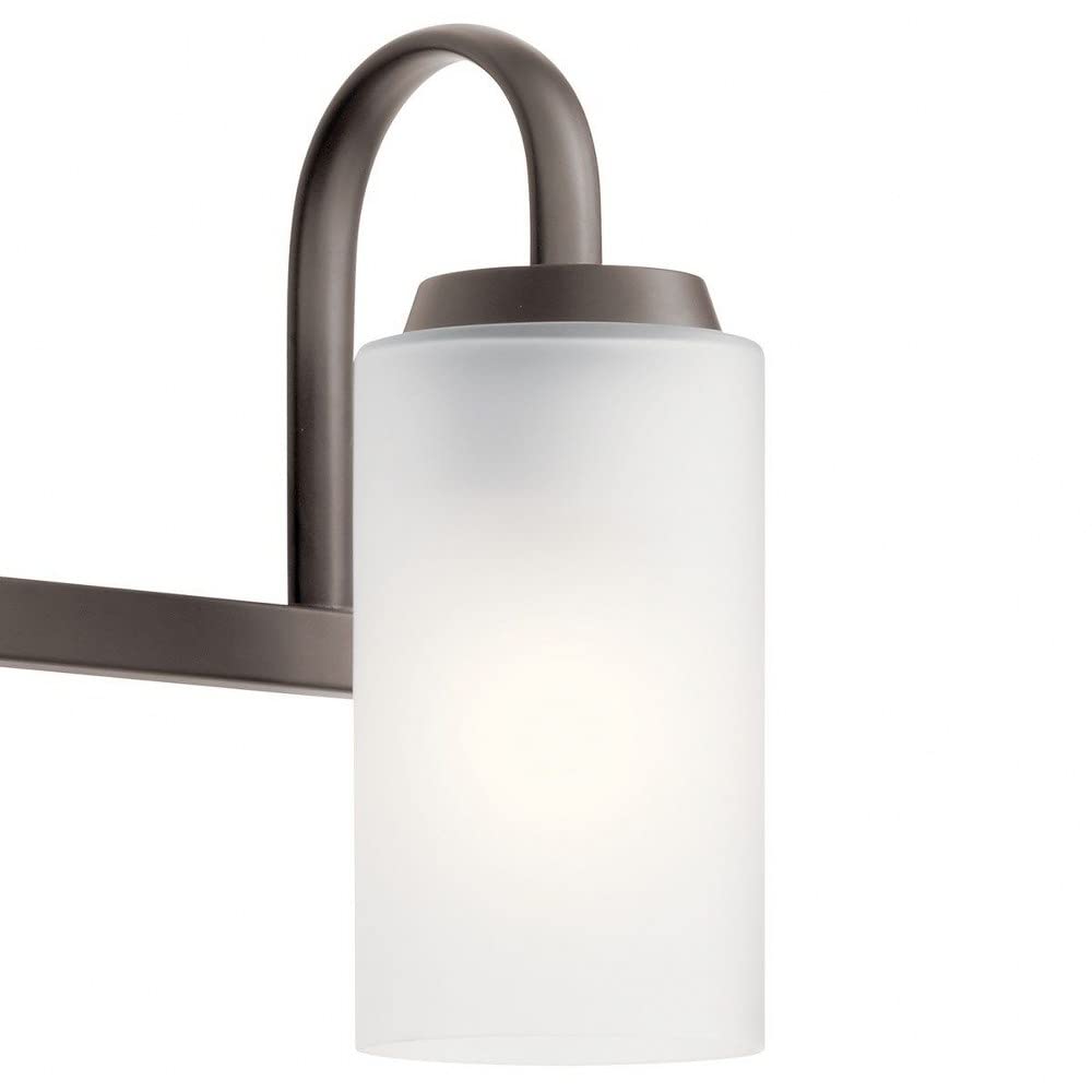 Kichler Kennewick™ 4-Light Black Bathroom Vanity Light with Etched Glass - Perfect for Modern Bathrooms, Powder Rooms & Dressing Areas