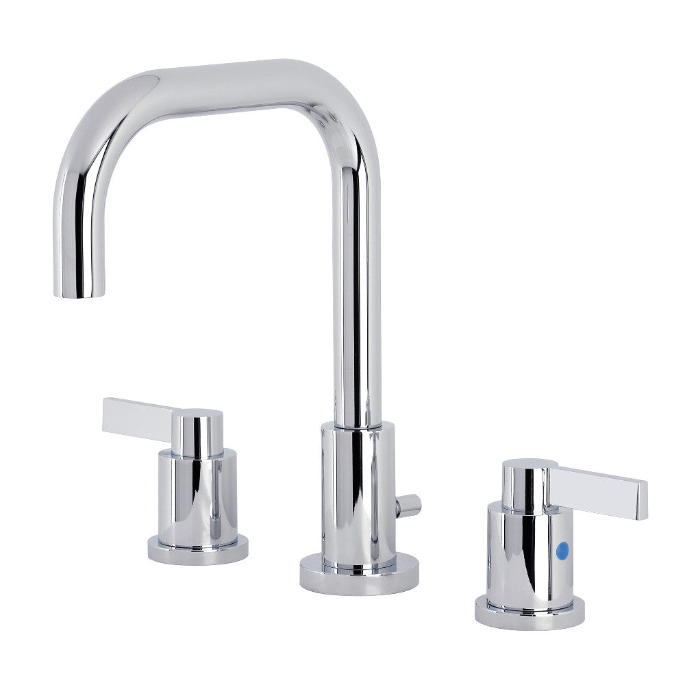 Kingston Brass FSC8938NDL NuvoFusion 8-Inch Widespread Bathroom Faucet with Pop-Up Drain - Modern Matte Black Finish for Vanity Sinks, Perfect for Master Bathrooms and Powder Rooms