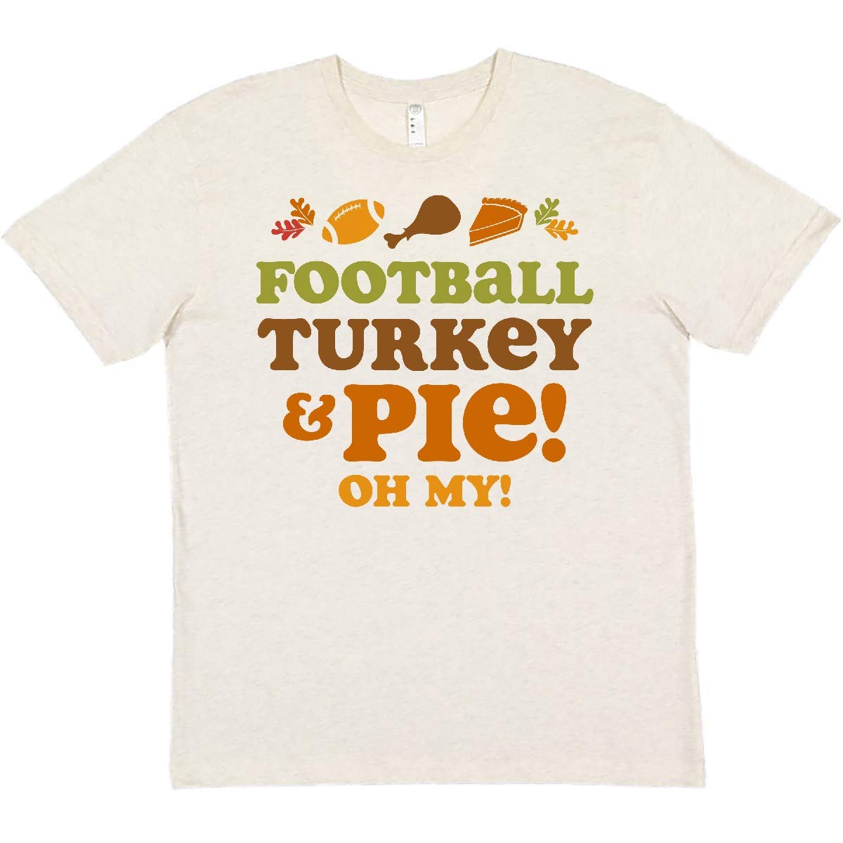 Inktastic Football Turkey and Pie Graphic T-Shirt - Funny Thanksgiving Football Fan Gift for Men & Women - Perfect for Game Day, Holiday Parties & Family Gatherings