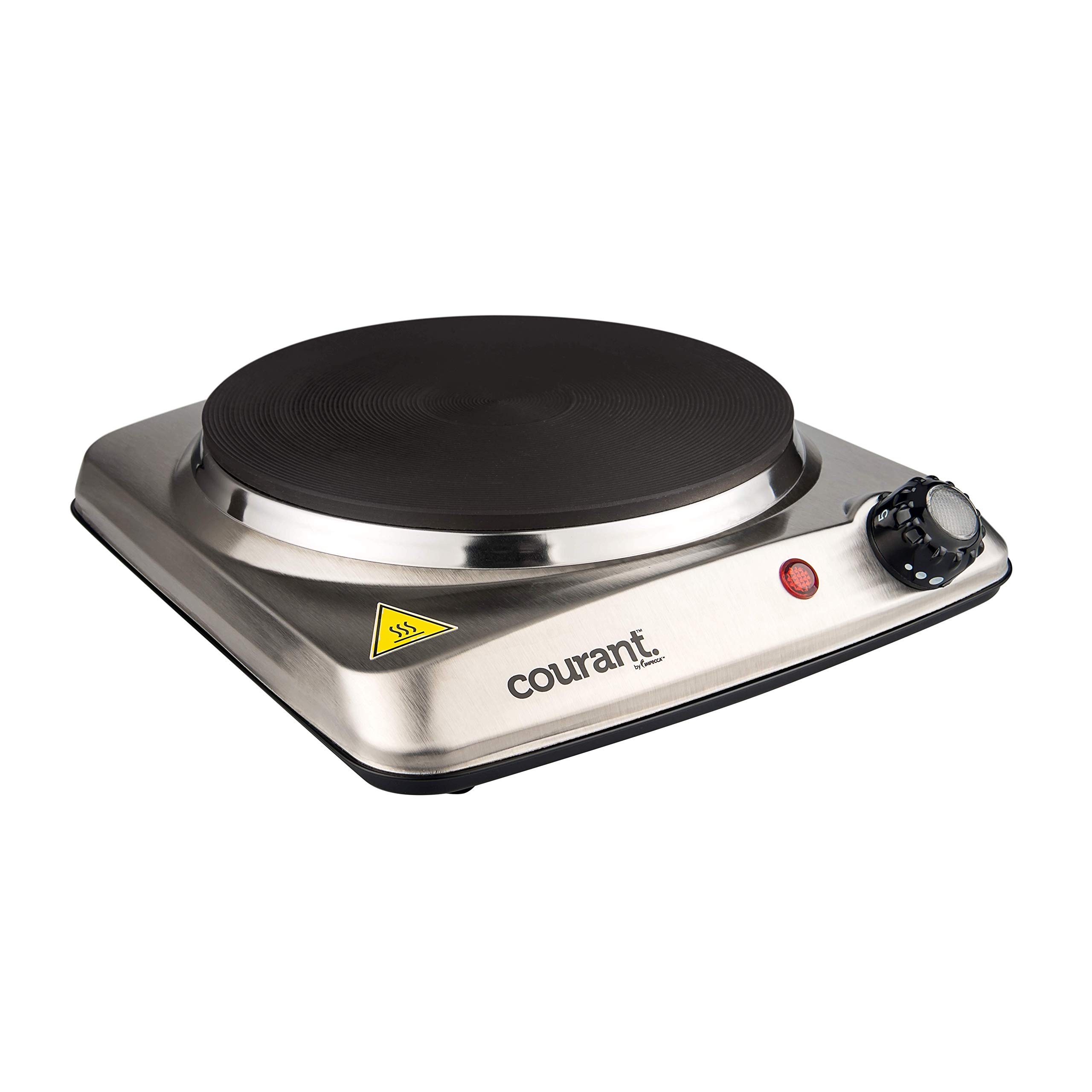 Courant 1000W Portable Electric Hot Plate - Single Burner Countertop Cooktop with Stainless Steel Design for Dorm, Office & Small Kitchen Cooking