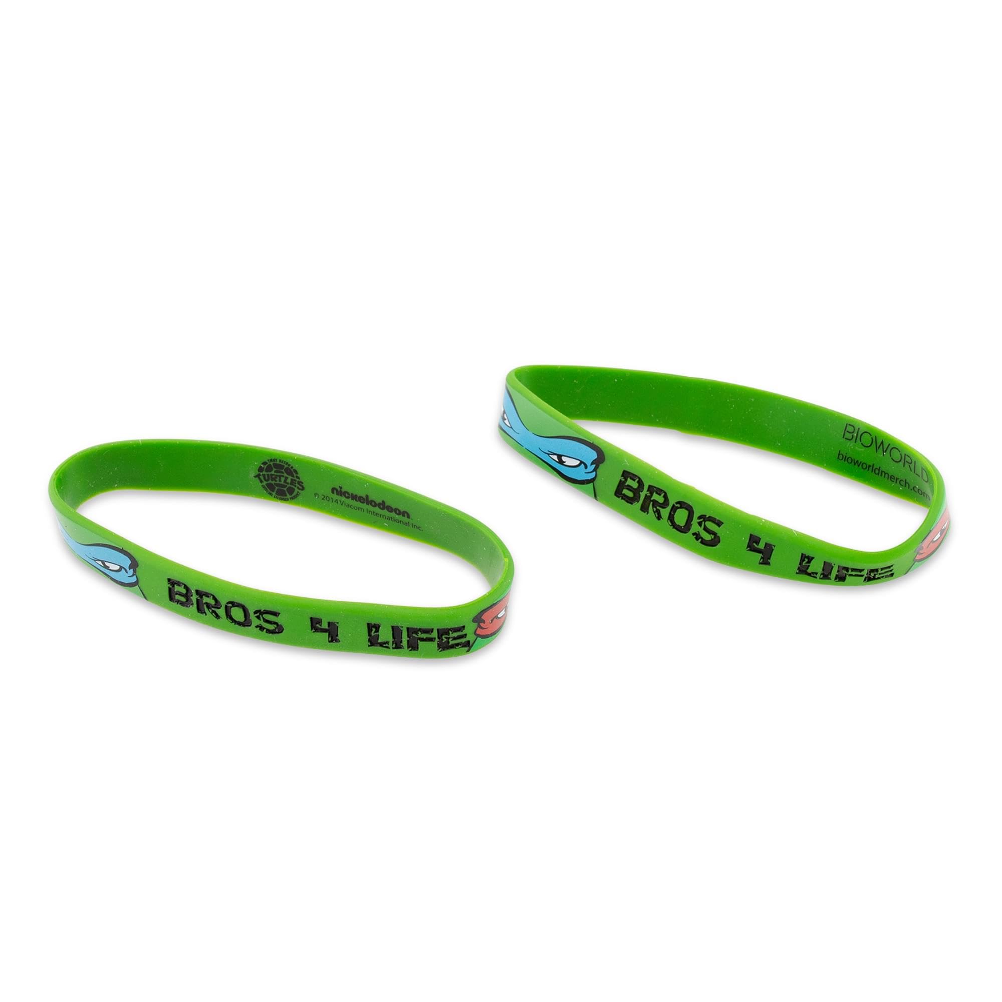 Teenage Mutant Ninja Turtles Bros 4 Life Green Rubber Bracelet 2-Pack - TMNT Friendship Bracelets for Fans, Cosplay & Comic Con Accessories