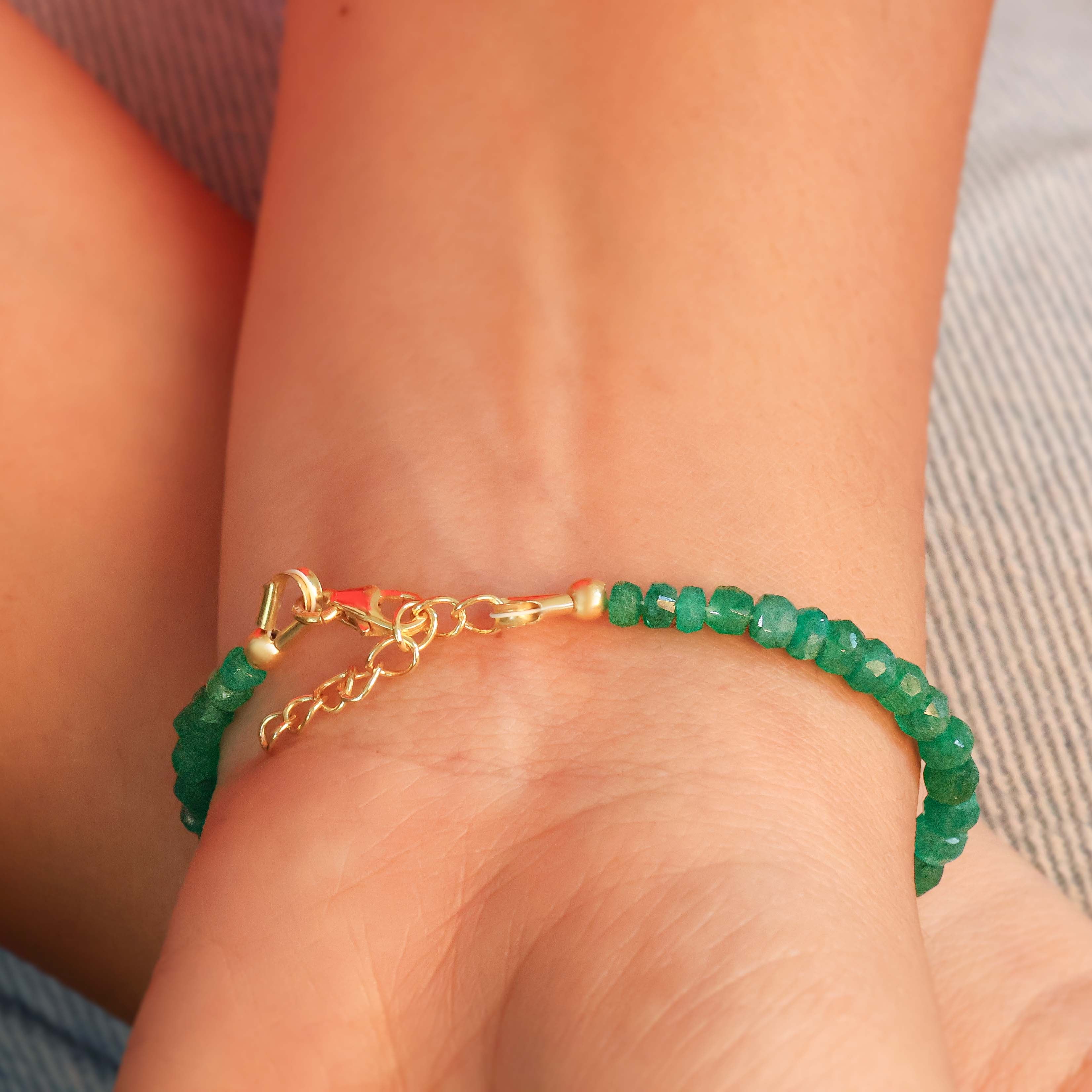 Grace in Green Emerald Beaded Bracelet - Elegant Handmade Jewelry for Women | Perfect for Weddings, Parties & Special Occasions