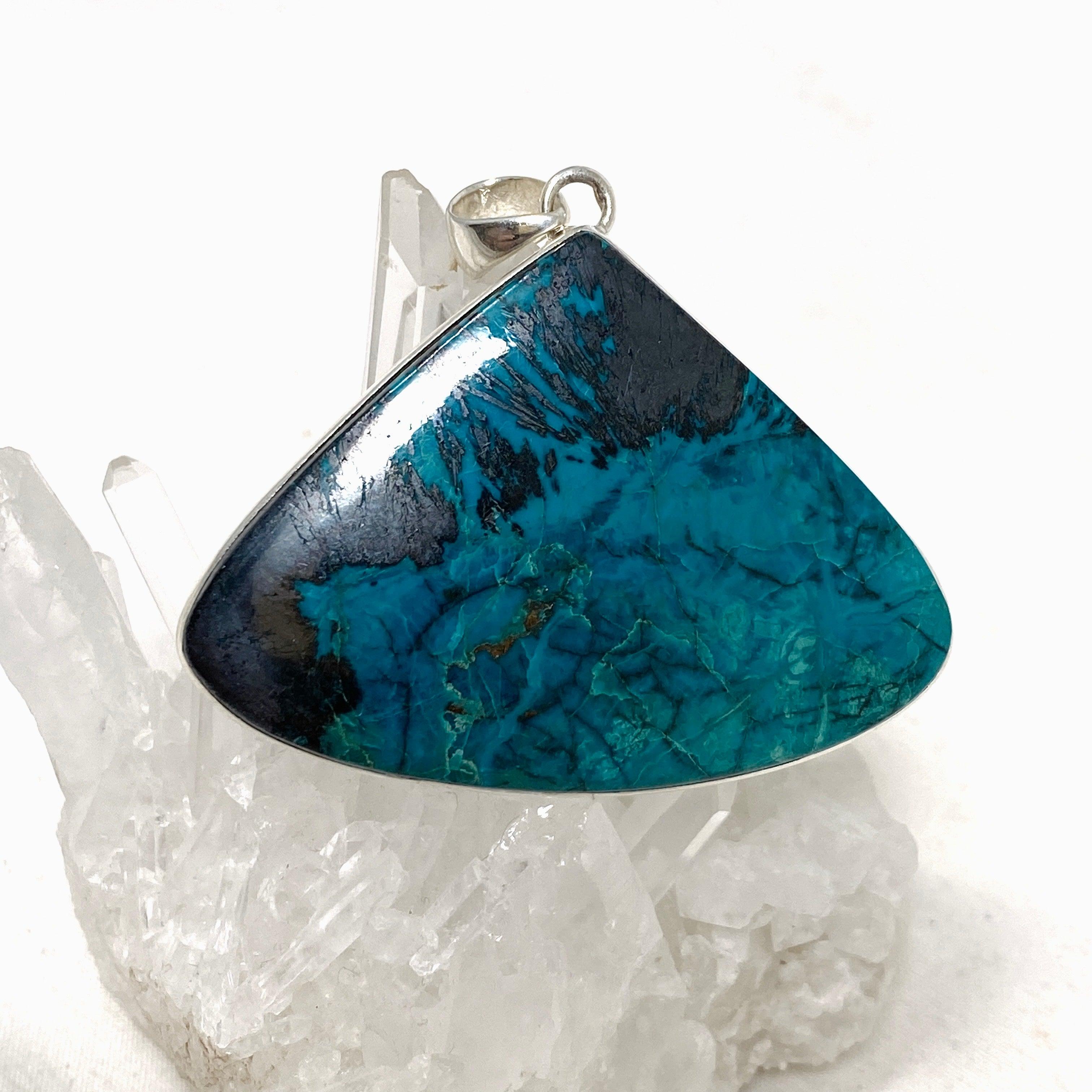 Natural Chrysocolla with Cuprite Teardrop Pendant Necklace KPGJ4431 - Healing Crystal Jewelry for Meditation & Energy Balancing