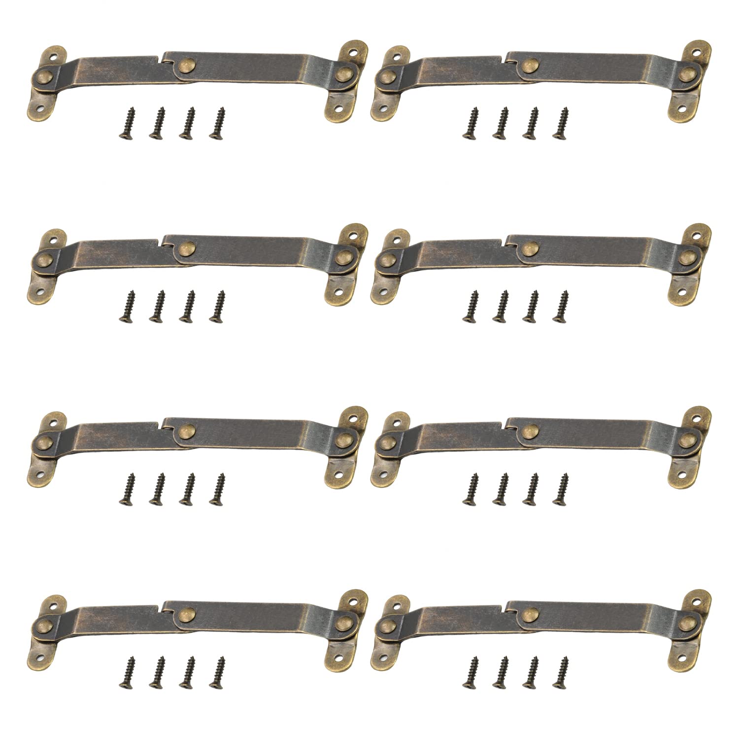 Jutagoss 10Pcs Folding Support Hinges 67x32mm - Iron Bronze Tone Cabinet Lid Hinges for Furniture & Decorative Boxes - Perfect for DIY Home Improvement, Cabinet Repair, and Woodworking Projects