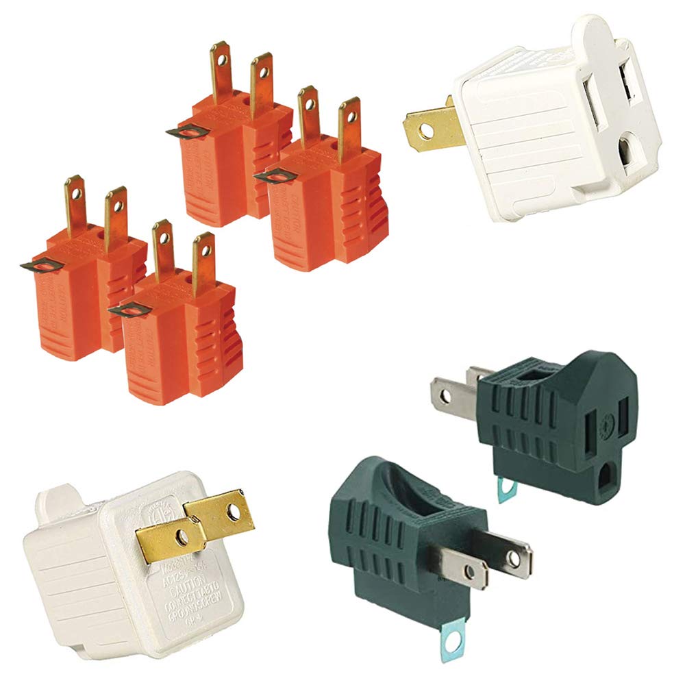 4-Pack 3-Prong to 2-Prong Outlet Adapter - Grounding Plug Converter for US Electrical Appliances - Perfect for Travel, Home & Office Use