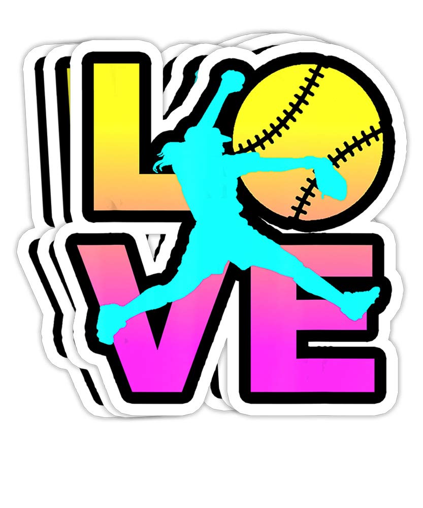 Softball Lover Gift for Girls & Women - 4x3 Inch Vinyl Stickers Set of 3, Durable Laptop Decals & Water Bottle Stickers - Perfect for Sports Fans, Team Spirit & Game Day Decor
