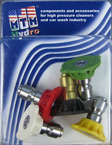 MTM Hydro 17.0171 Pressure Washer Nozzle Kit - 4.0 GPM 5-Pack Spray Tips for Heavy Duty Cleaning - Perfect for Cars, Driveways, Decks & Outdoor Surfaces
