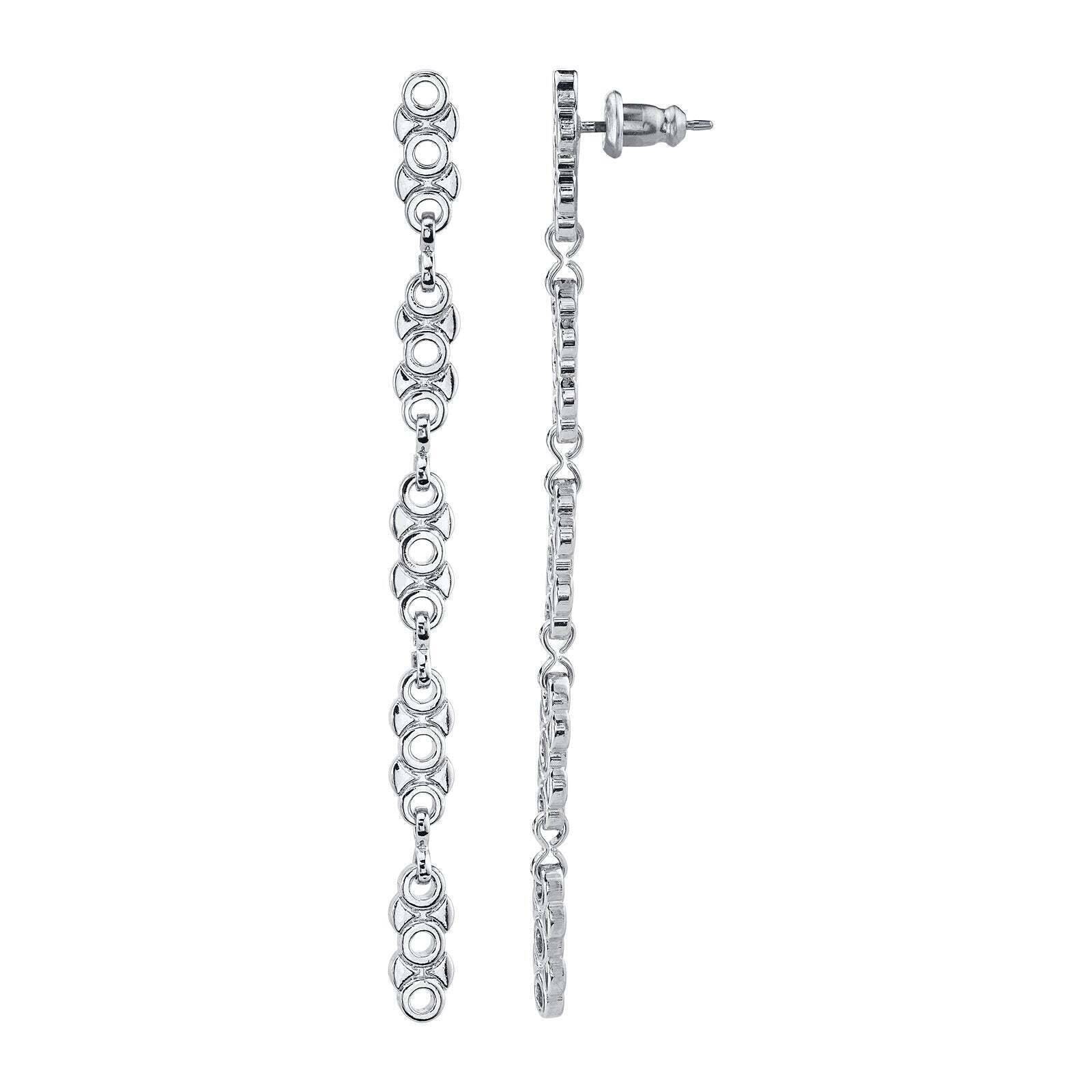 1928 Jewelry Linear Chain Link Earrings for Women - Elegant Gold & Silver Dangle Earrings for Everyday Wear, Party & Special Occasions