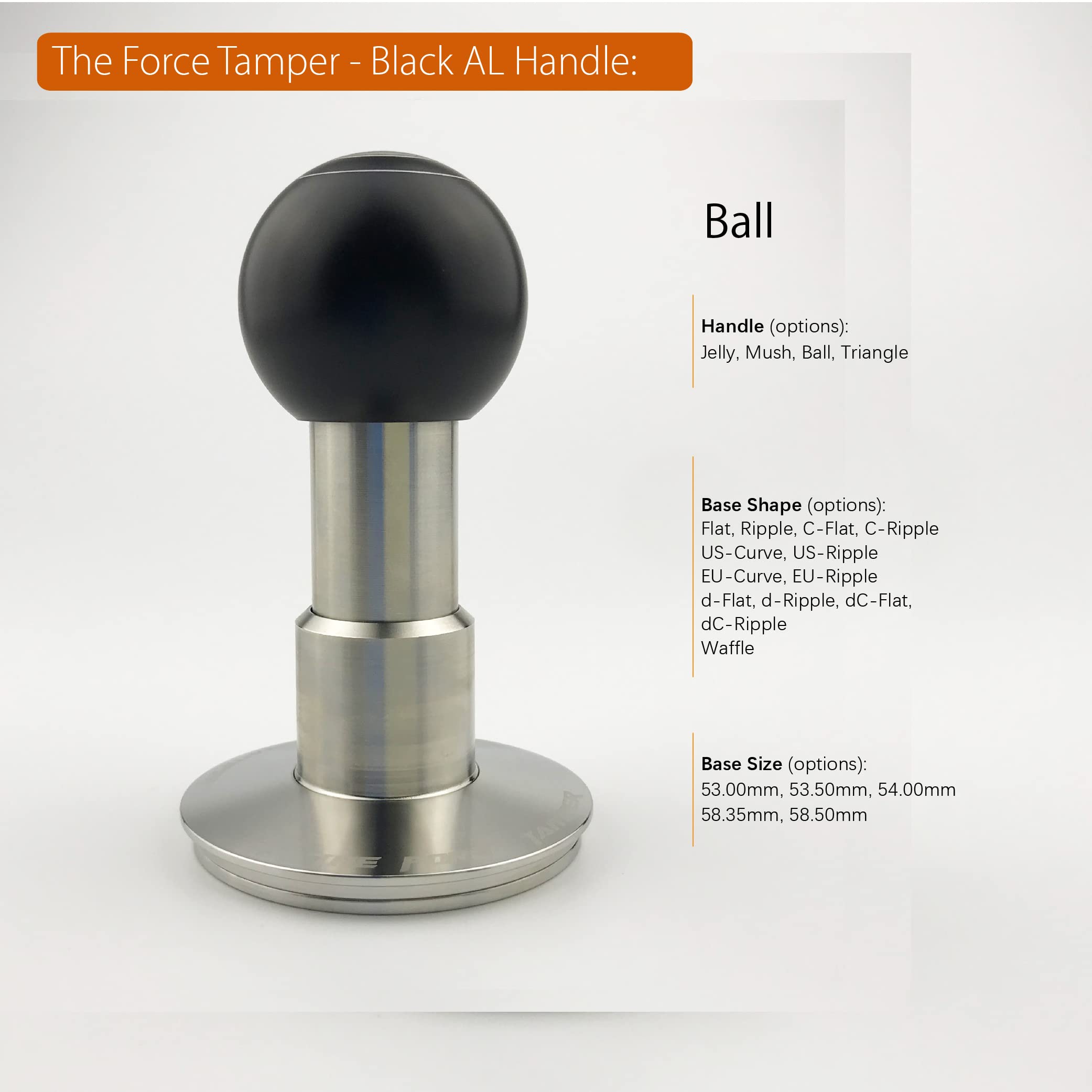 Premium Automatic Coffee Tamper with Adjustable Pressure & Auto-Leveling - 53mm The Force Tamper for Espresso - Perfect for Baristas & Home Brewing (Ball Base) - Ideal for Specialty Coffee Shops & Home Espresso Stations