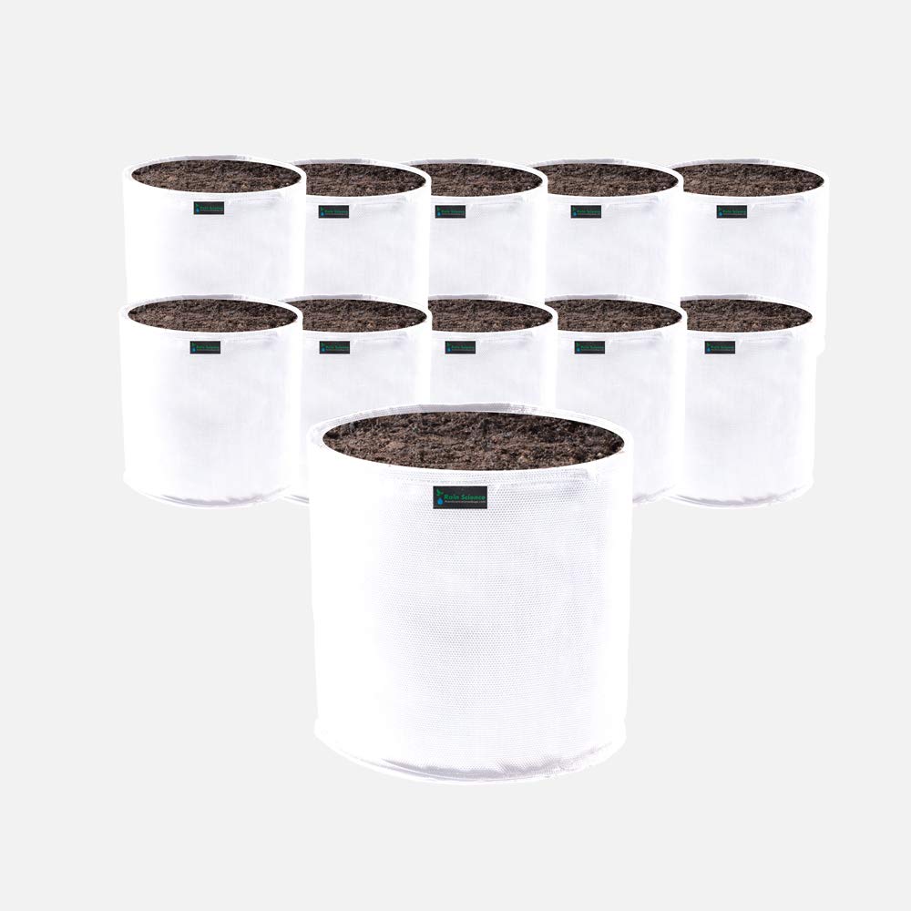 10 Pack 25 Gallon Commercial Grow Bags - Breathable Air Pruning Mesh Fabric Plant Pots for Vegetables, Fruits & Flowers (White) - Ideal for Hydroponics, Greenhouse & Urban Gardening