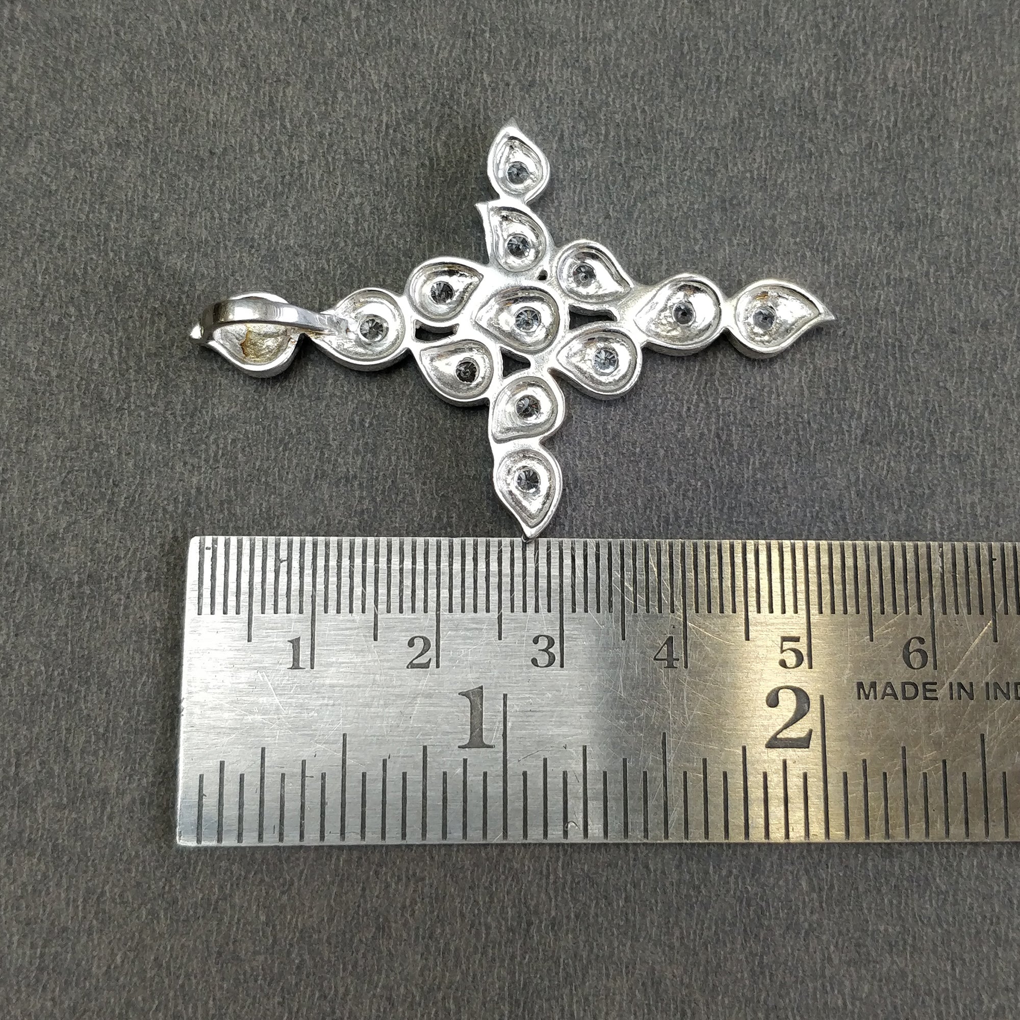 925 Sterling Silver Cubic Zirconia Jesus Cross Pendant Necklace - 9.90g Elegant Religious Jewelry Gift for Women - Perfect for Baptism, Confirmation & Special Occasions