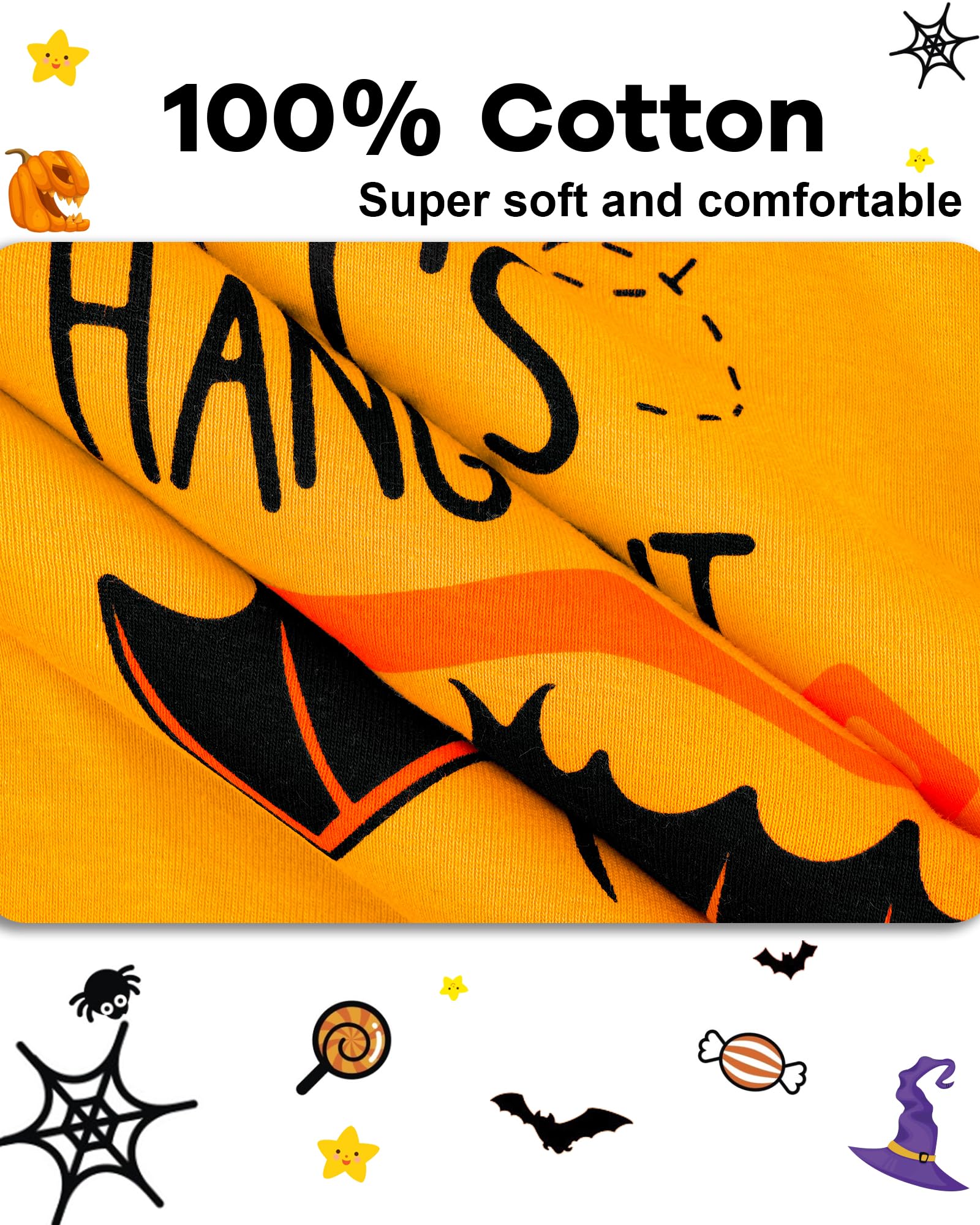 DAUGHTER QUEEN Kids Halloween Pajamas Set - Soft & Comfortable Sleepwear for Boys & Girls (Sizes 18 Months to 12 Years) - Perfect for Trick-or-Treating, Sleepovers & Holiday Family Photos