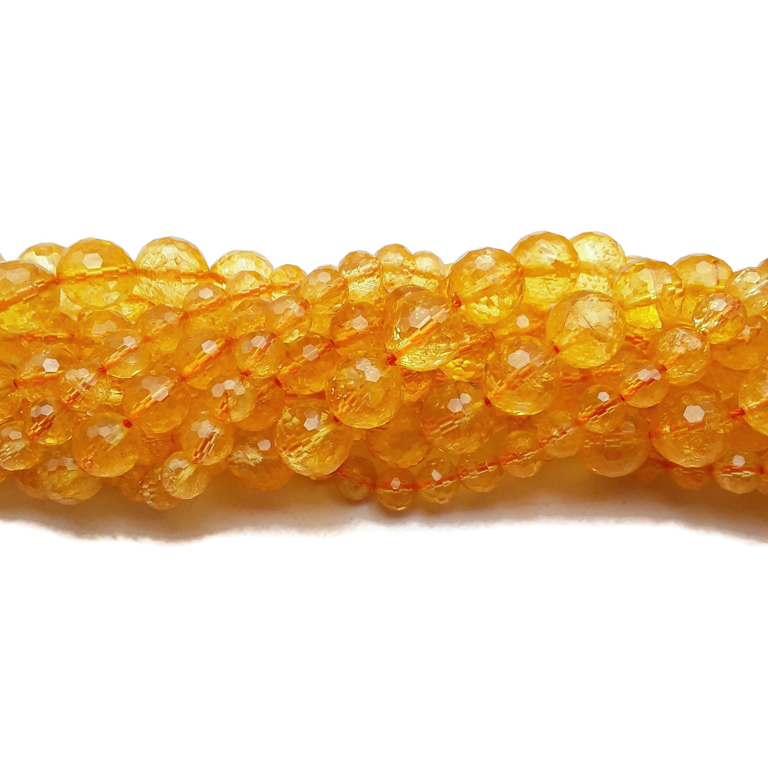 Natural Citrine Faceted Round Beads 6mm 8mm 10mm 15.5 Inch Strand - DIY Jewelry Making, Bracelets, Necklaces & Healing Crystal Crafts
