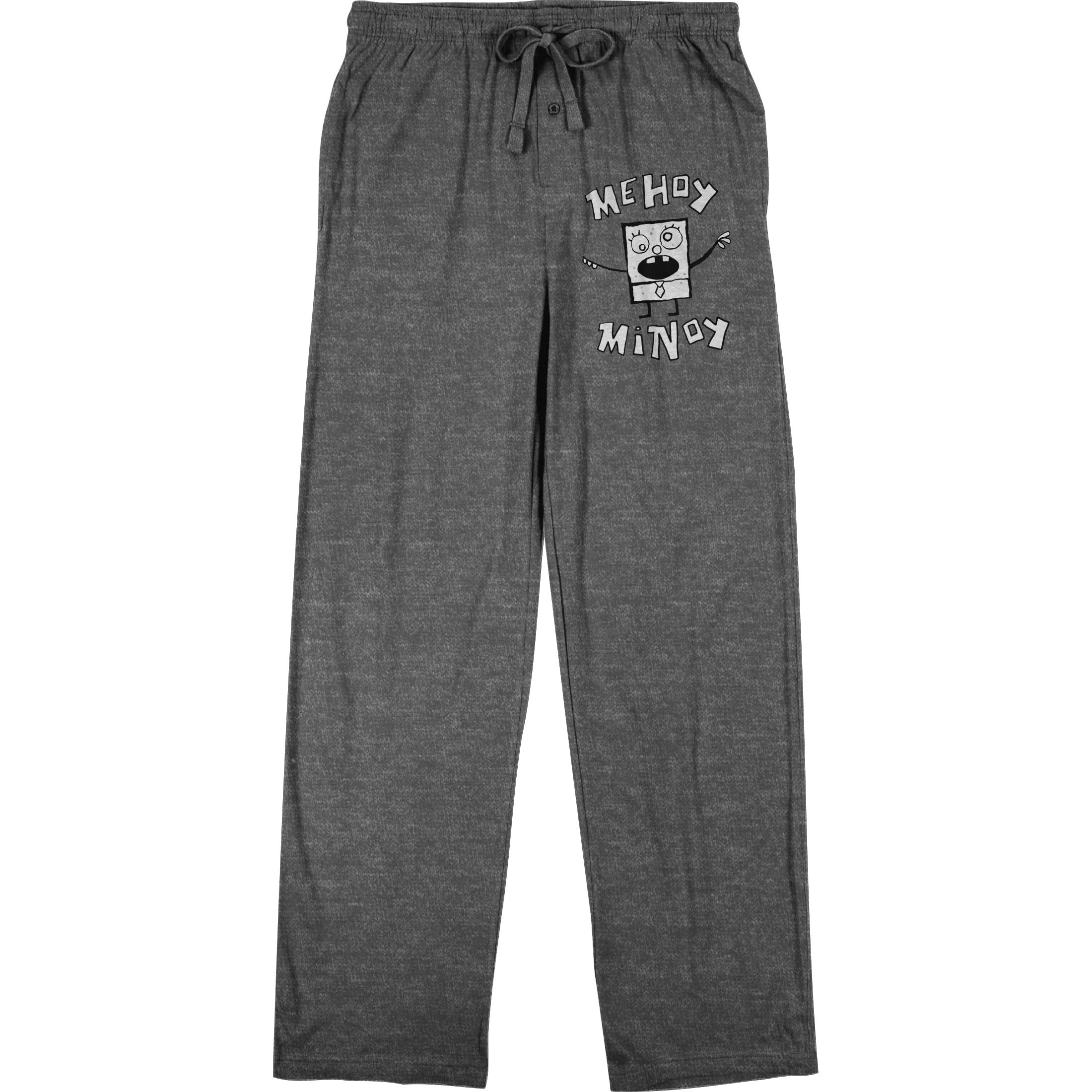Spongebob Squarepants Men's Sleep Pajama Pants - Me Hoy Minoy Dooblebob Design in Charcoal Heather - Comfortable Lounge Pants for Home, Sleepovers & Cartoon Fans