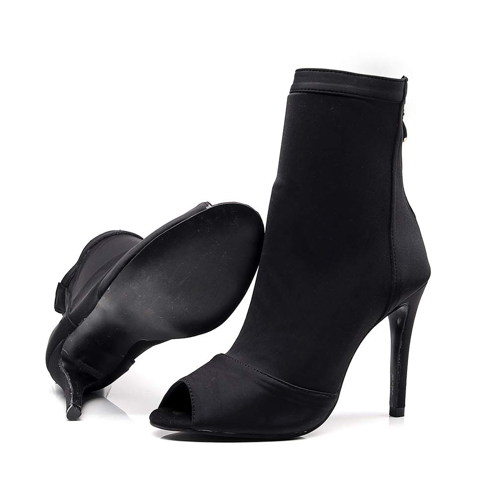SWDZM Women's Peep Toe Latin Dance Boots - Professional Ballroom Tango Salsa Dance Shoes with 3 Inch Heels for Women | Perfect for Dance Competitions, Performances & Practice